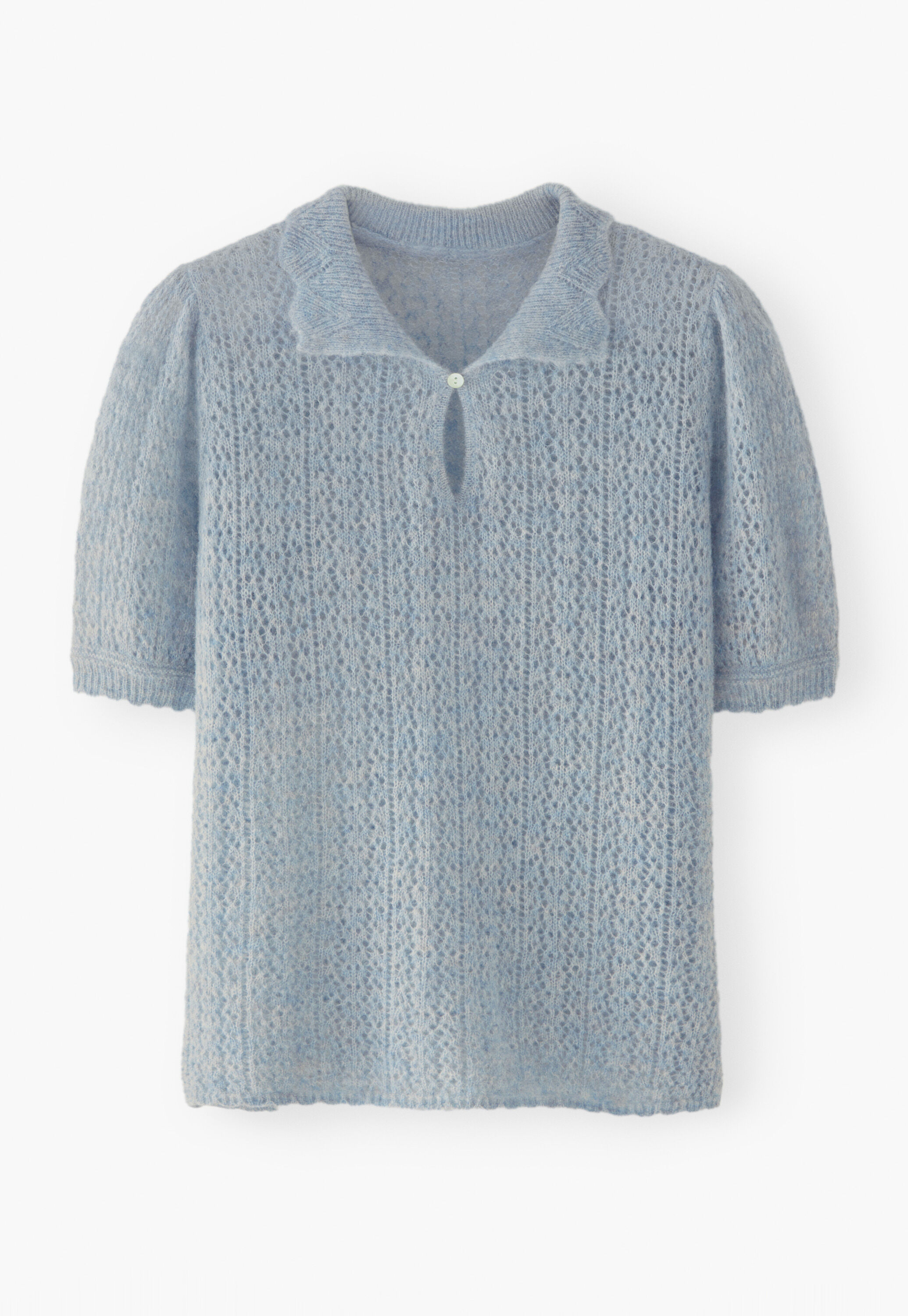 Lace-stitch sweater, Chalk blue, large
