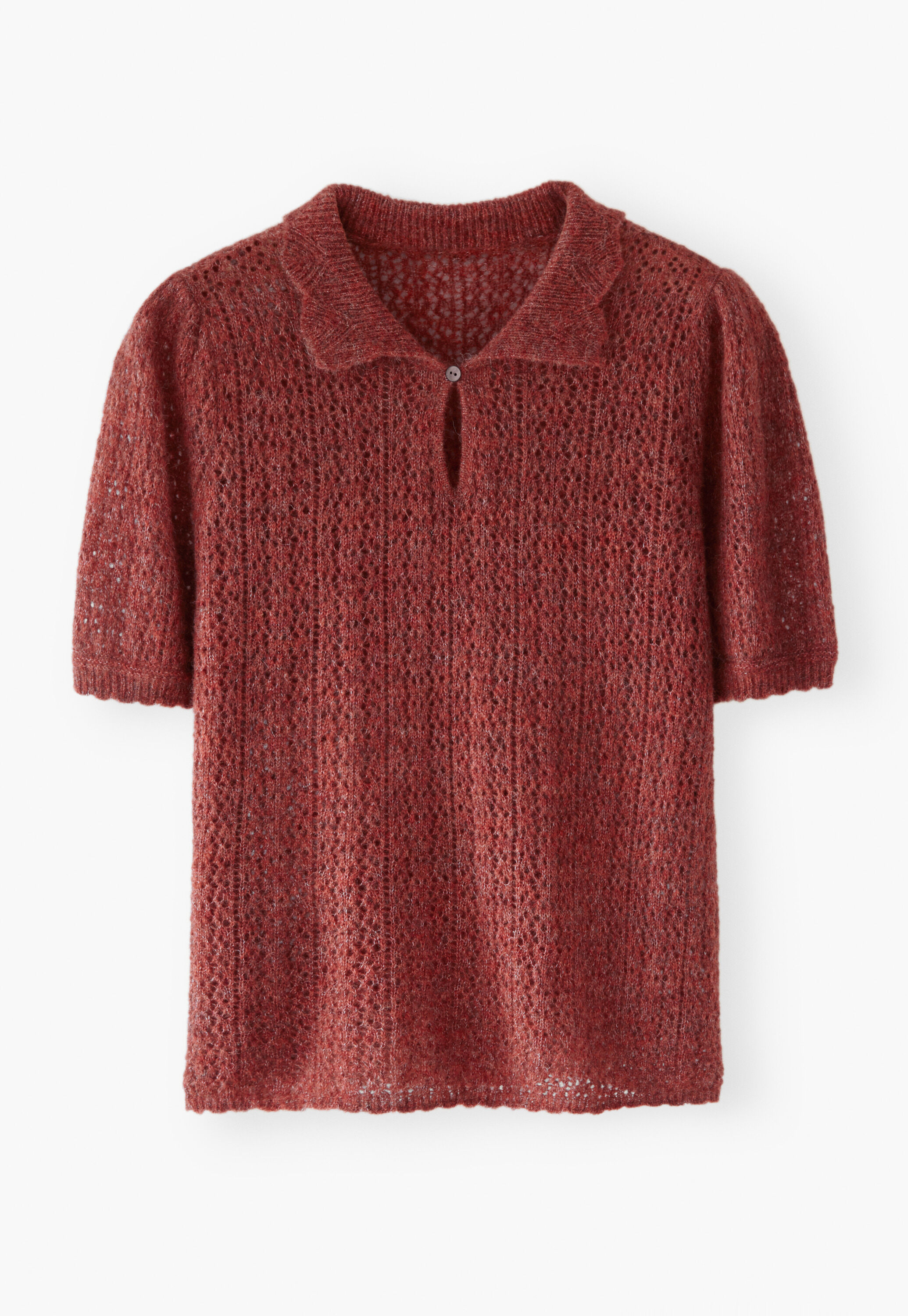 Lace-stitch sweater, Dark ruby, large