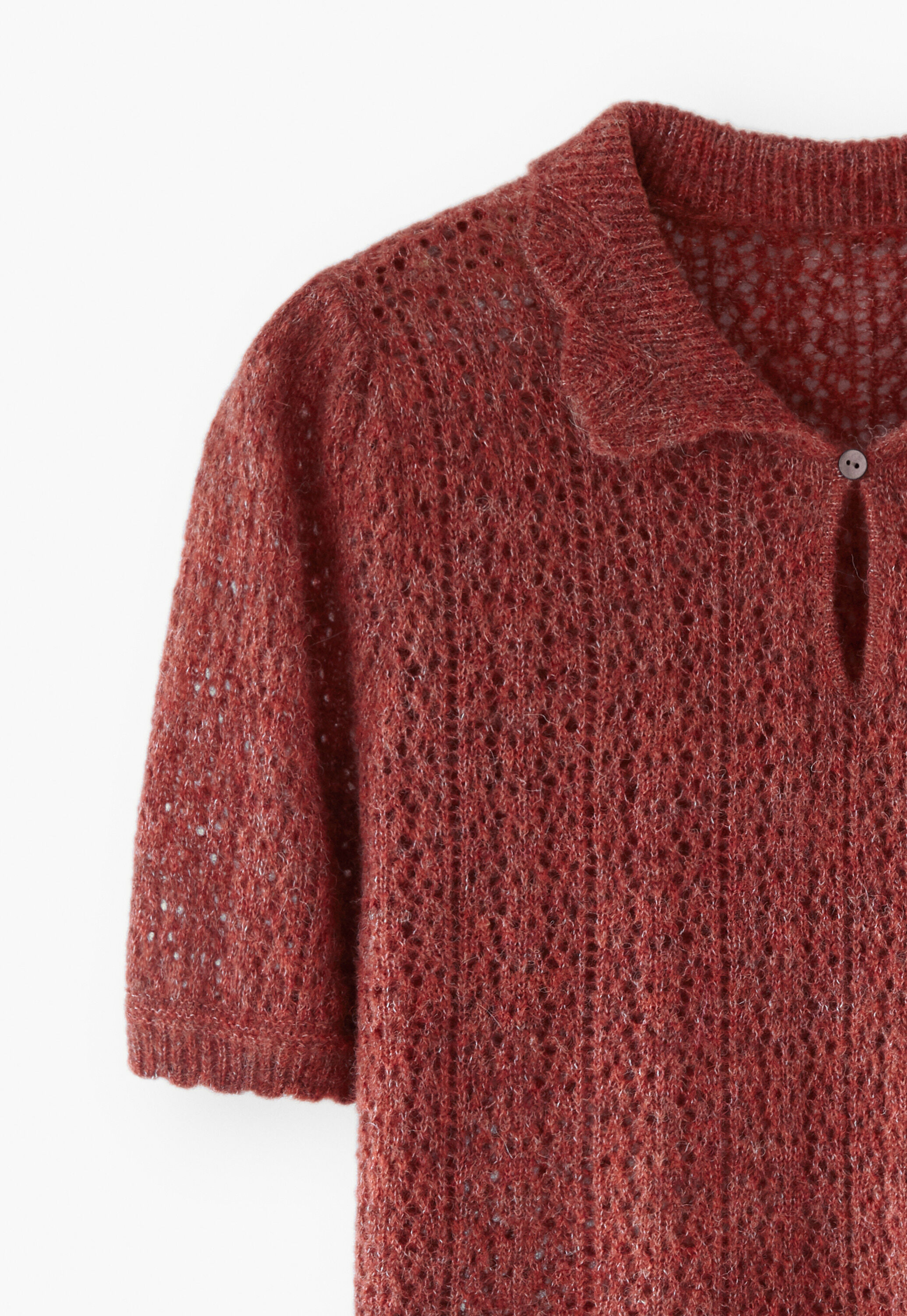 Lace-stitch sweater, Dark ruby, large