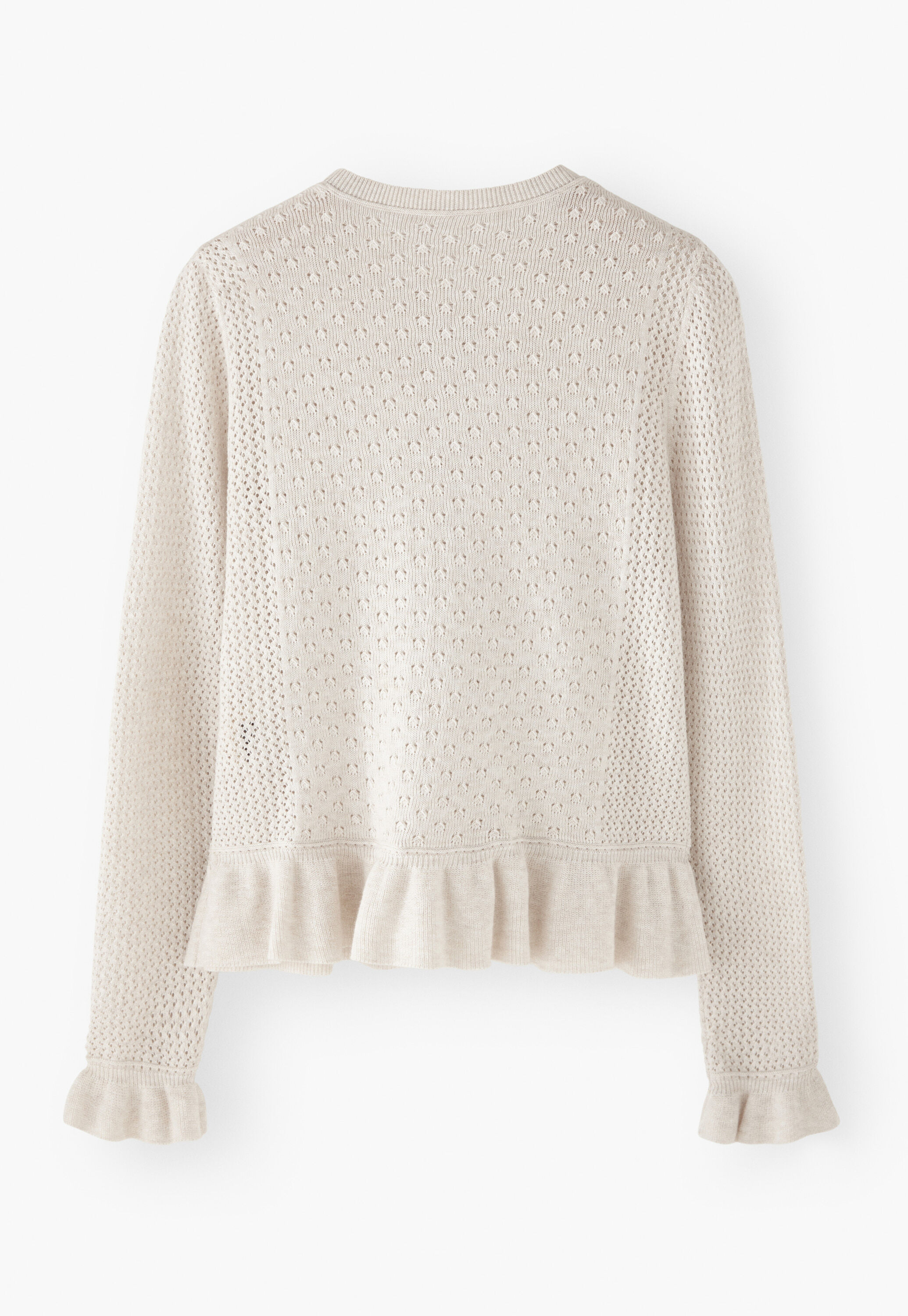 Lace-stitch cardigan, Off-white, large
