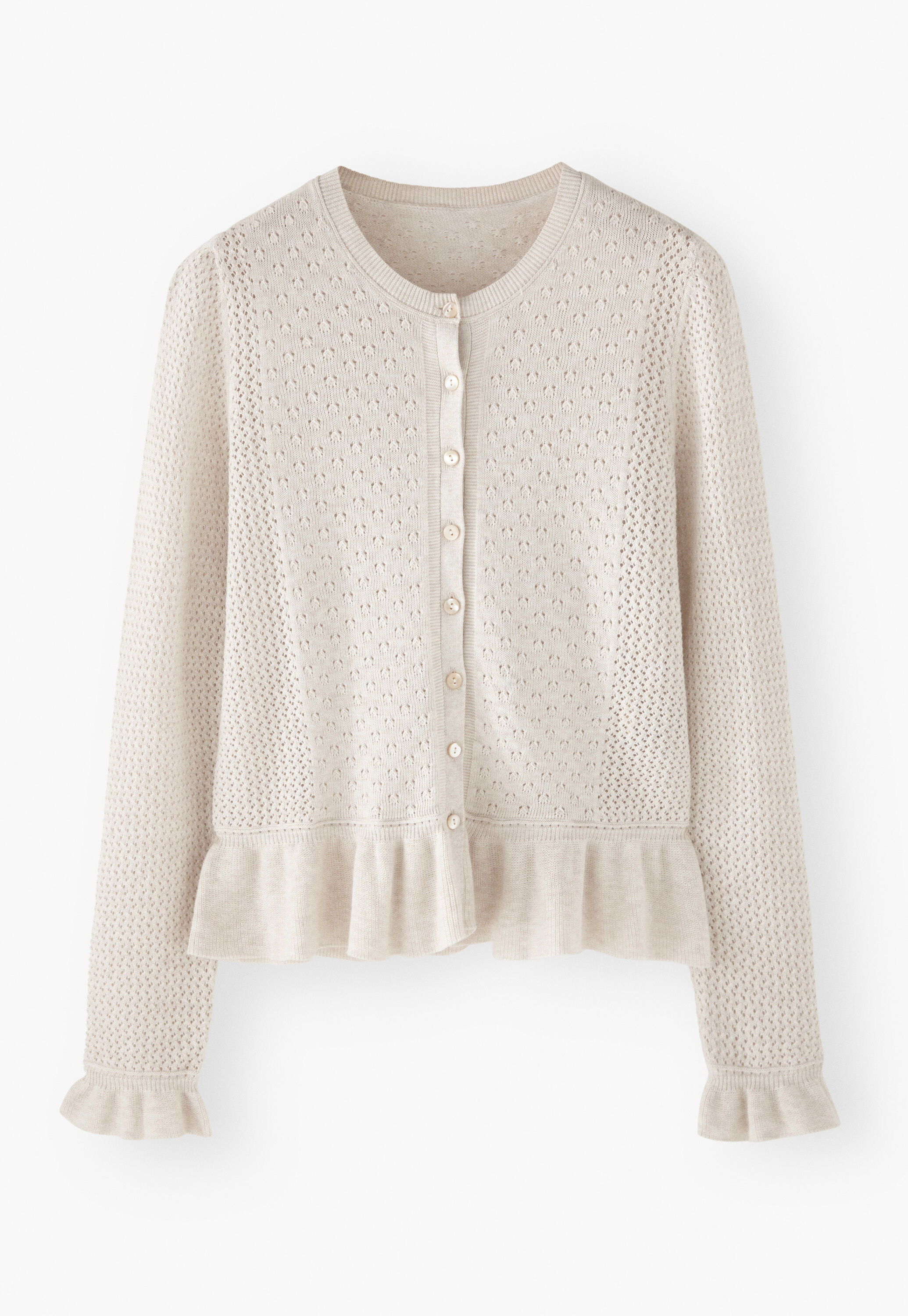 Lace-stitch cardigan, Off-white, large