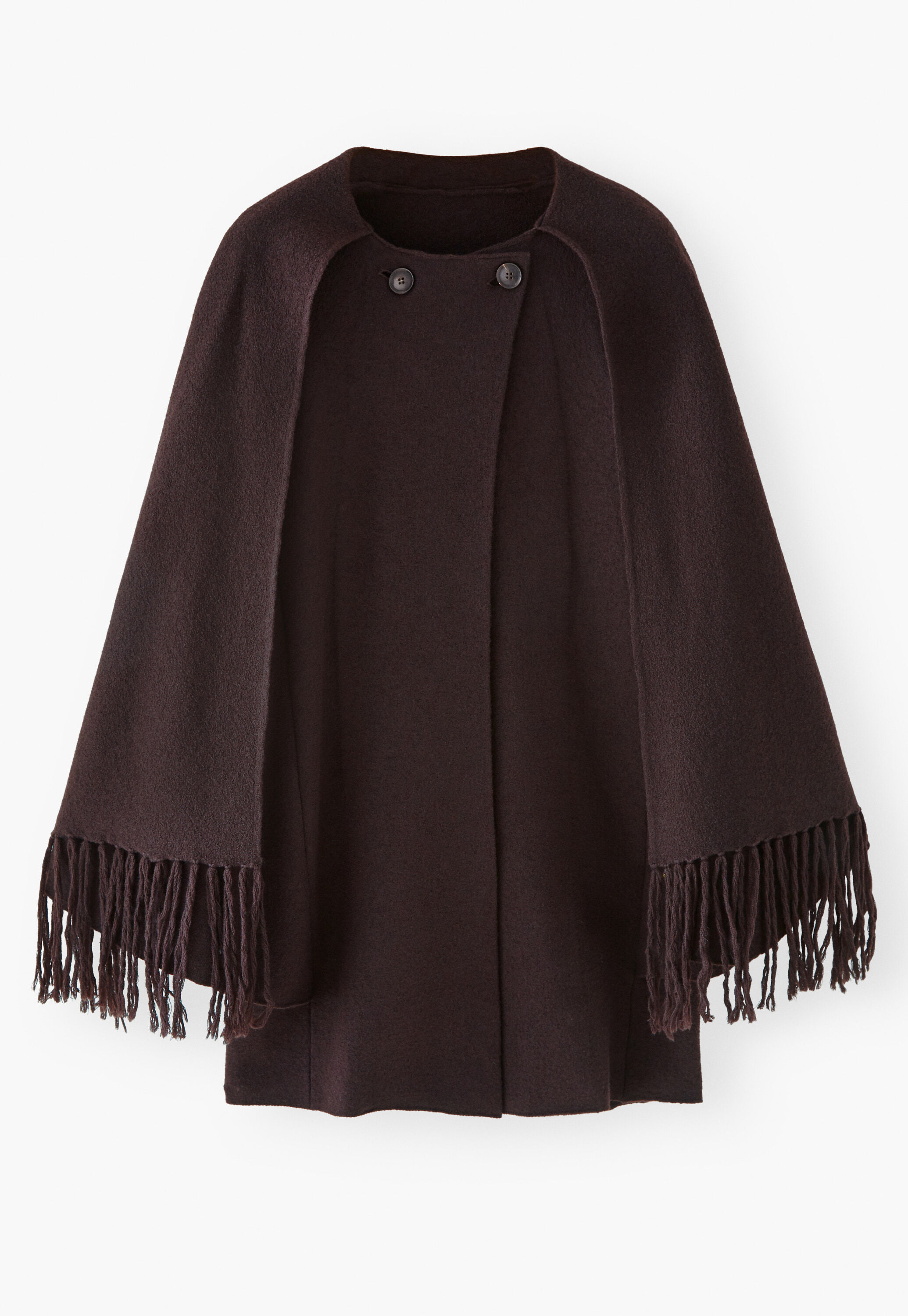 Boiled wool cape, Black coffee, large