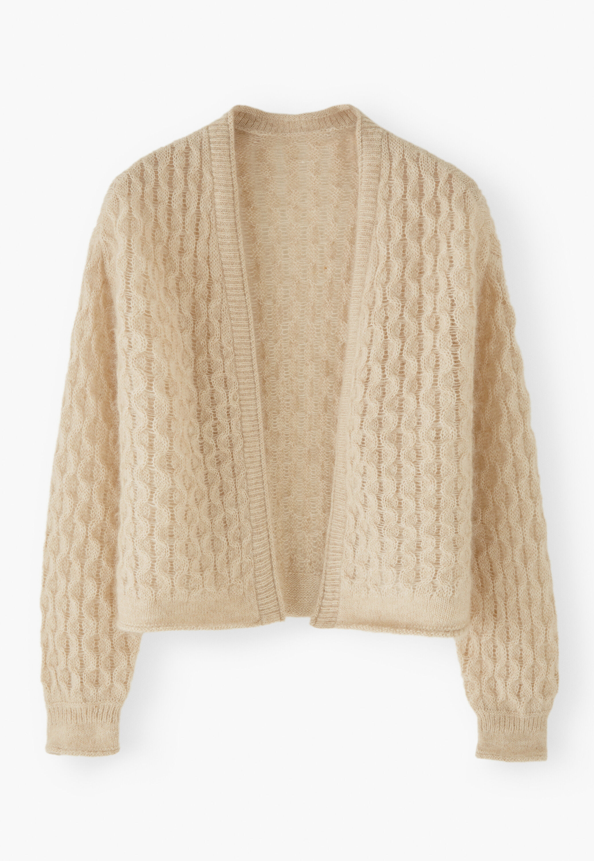 Cable-stitch cardigan, Oat, large