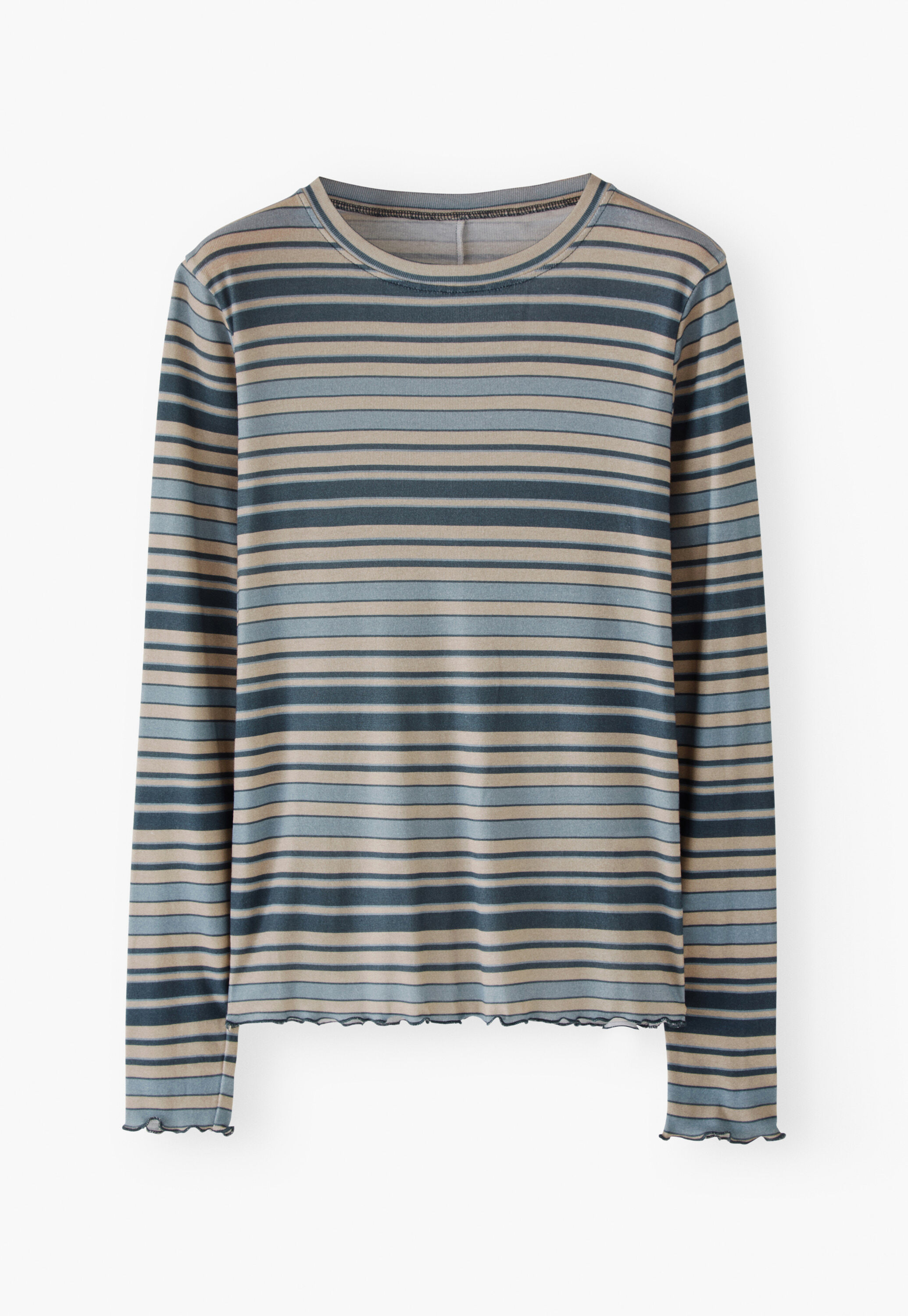 Striped jersey top, Blue stone, large