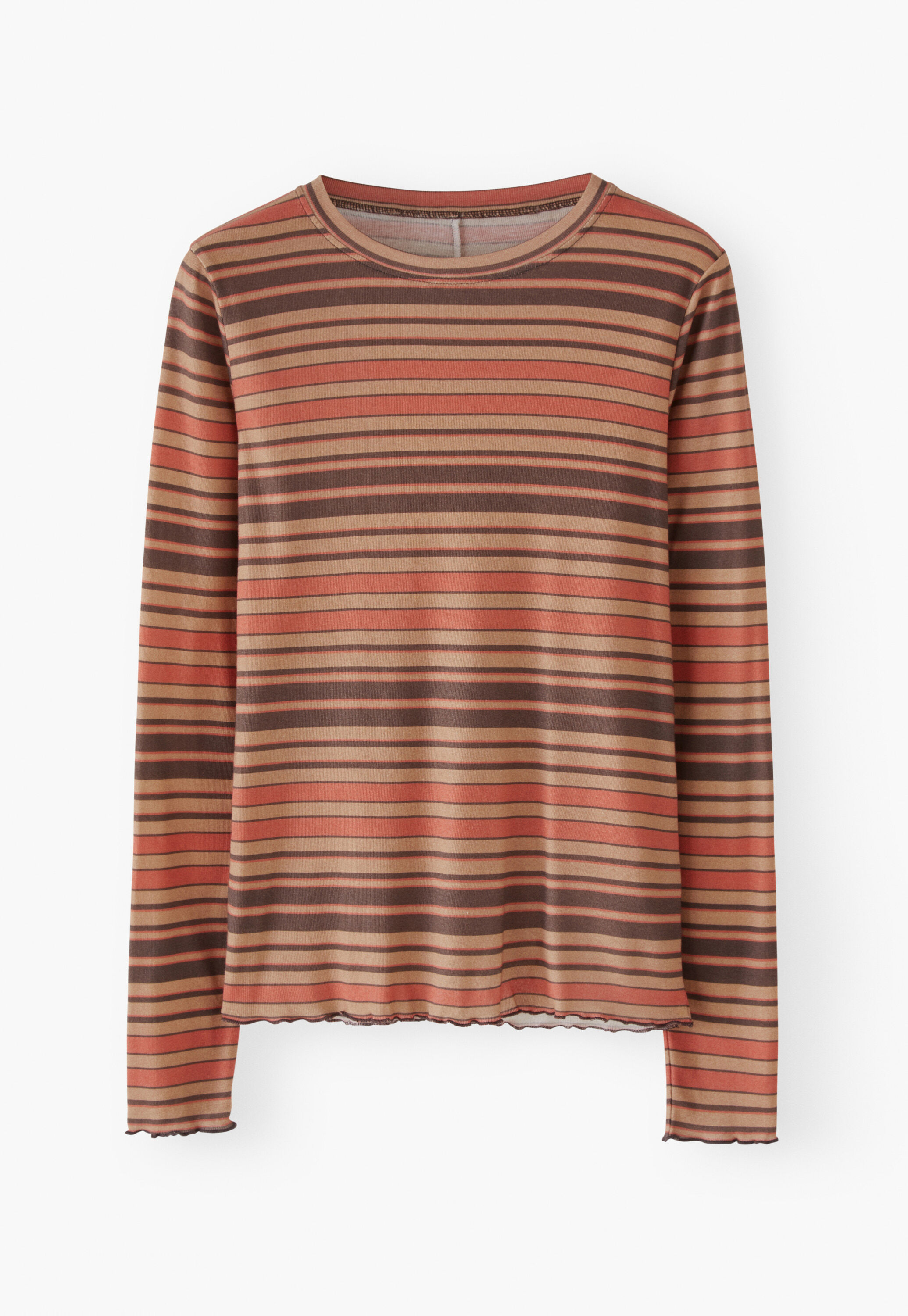 Striped jersey top, Cinnamon spice, large