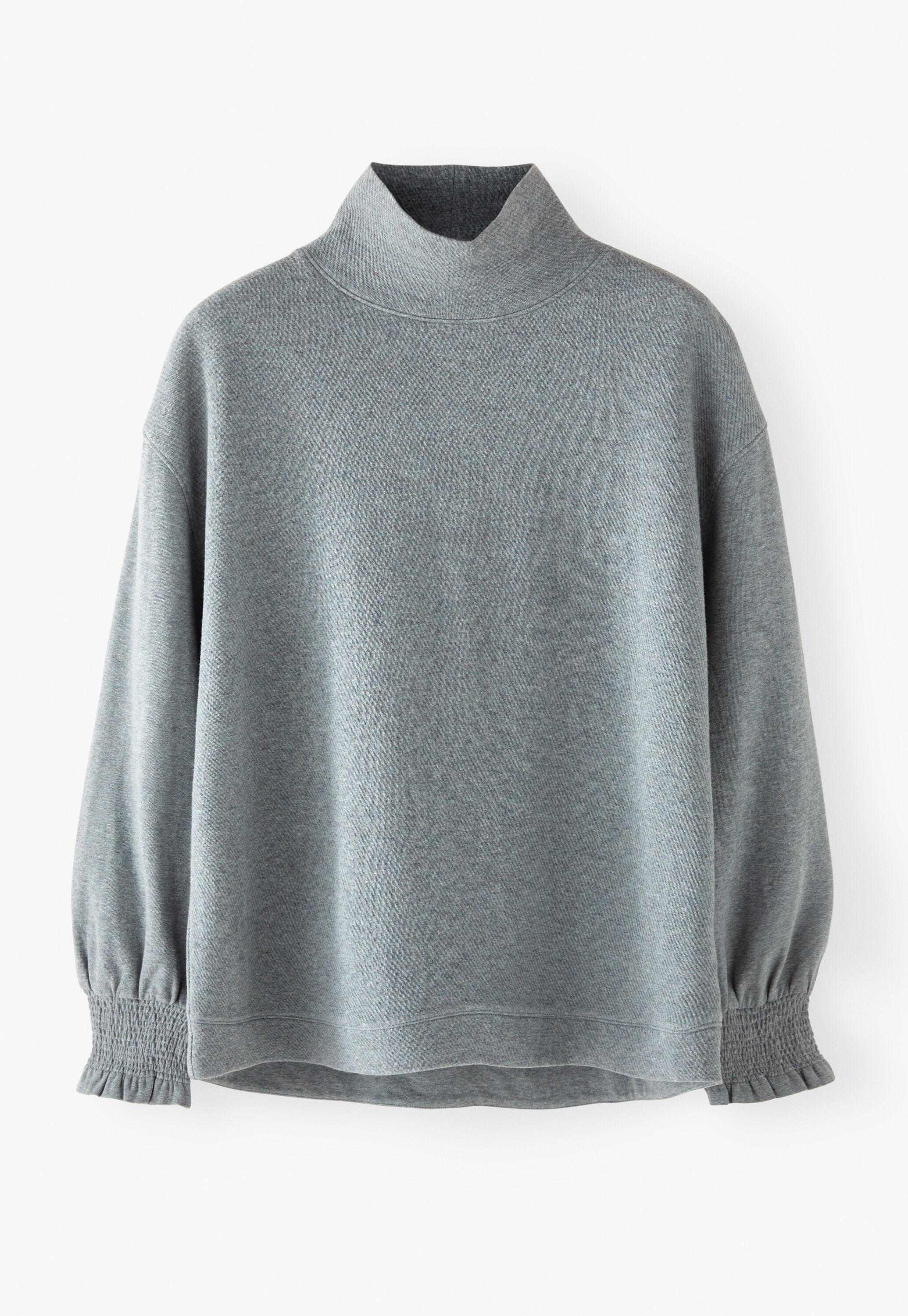 High-neck sweatshirt, Soft slate blue, large