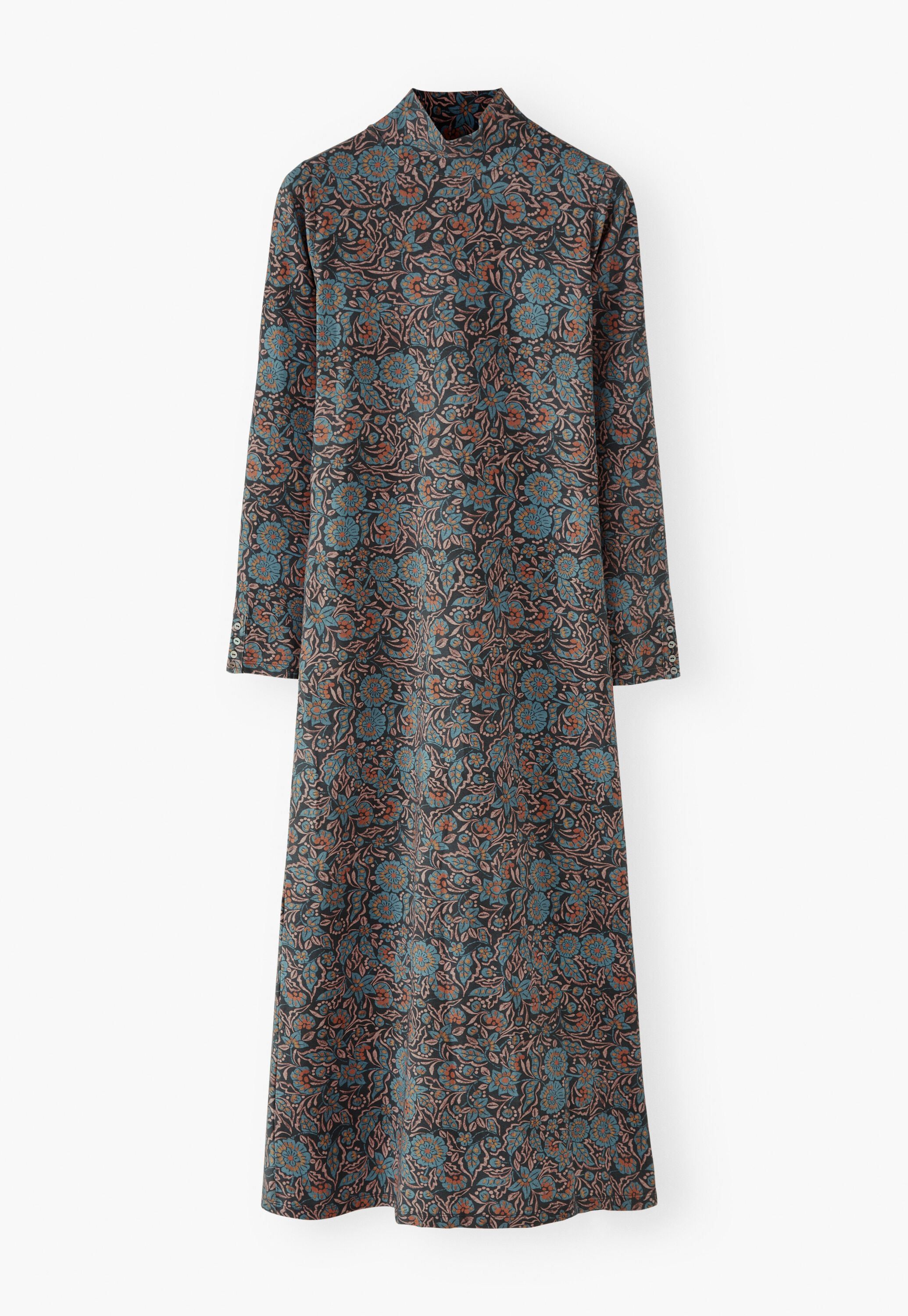 Printed jersey dress, Charcoal rose, large