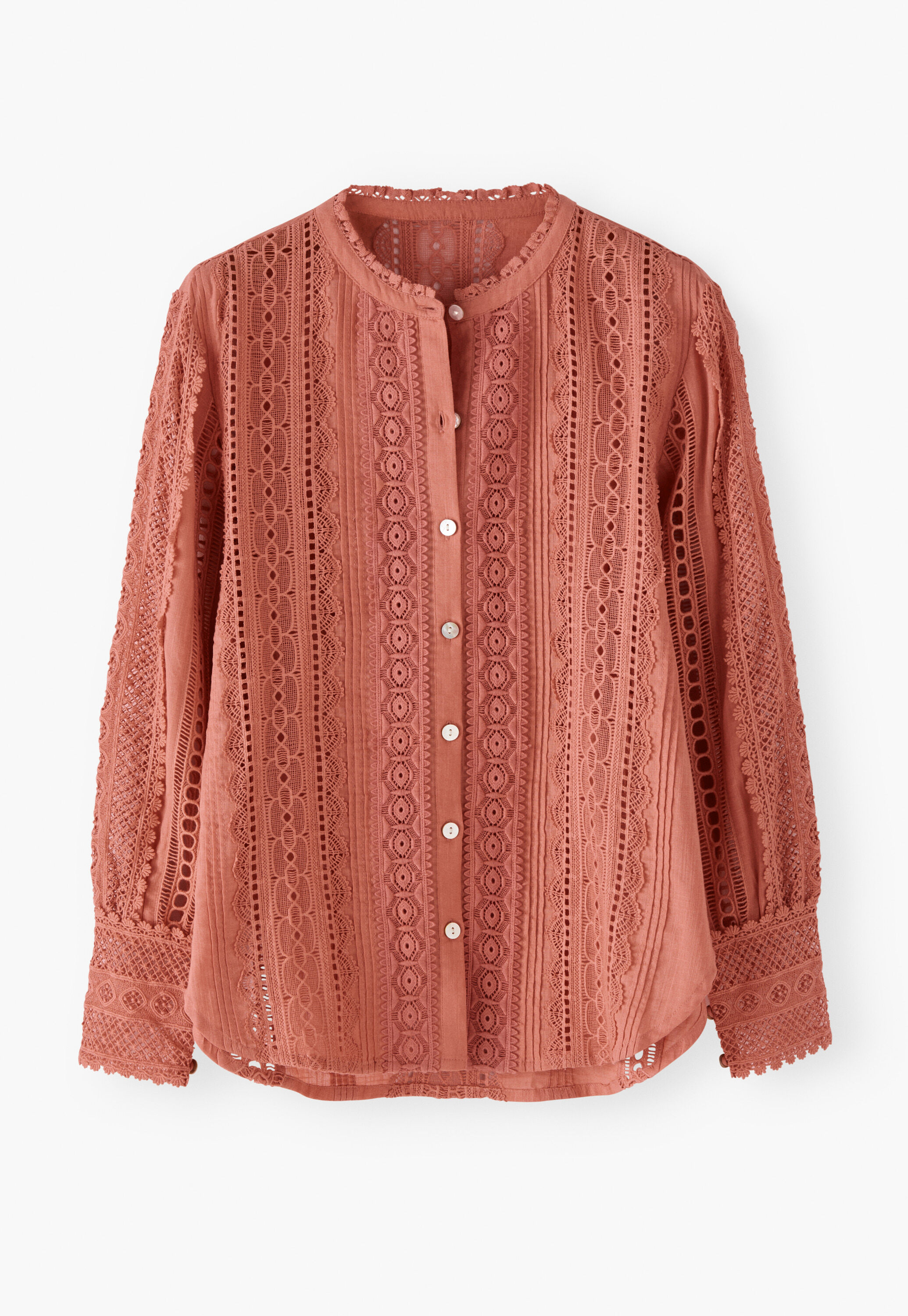 Lace blouse, Coral, large