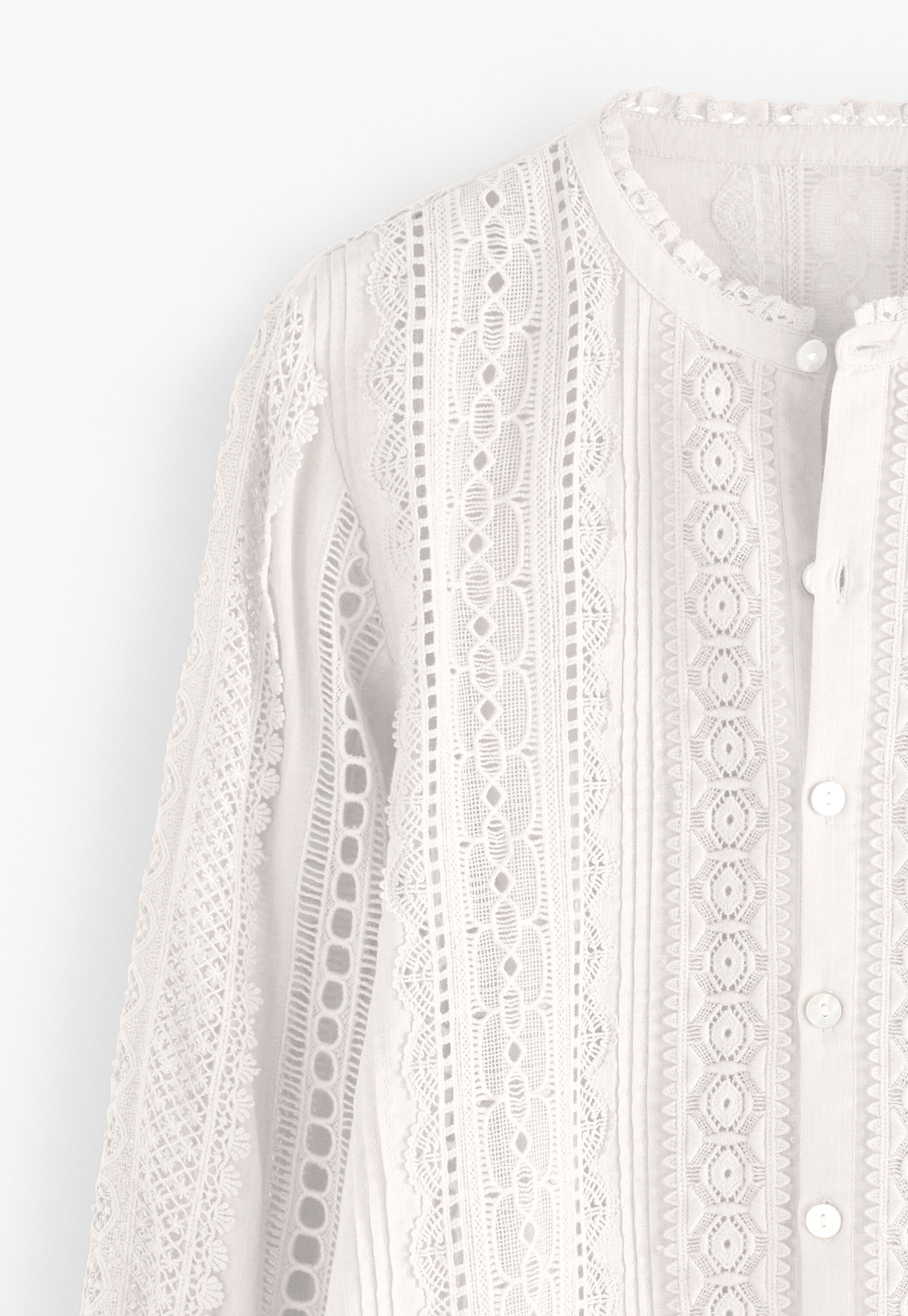 Lace blouse, Off-white, large