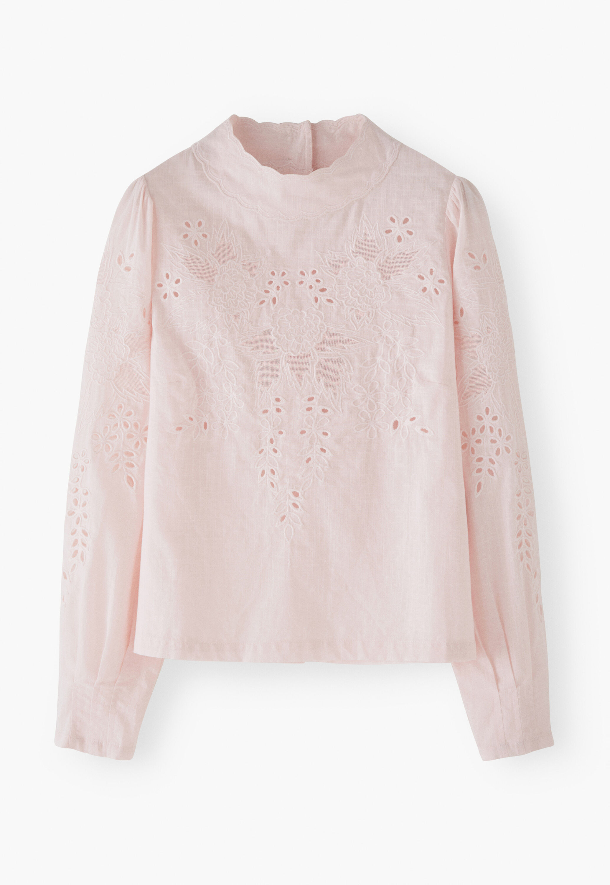 Embroidered blouse, Pastel pink, large