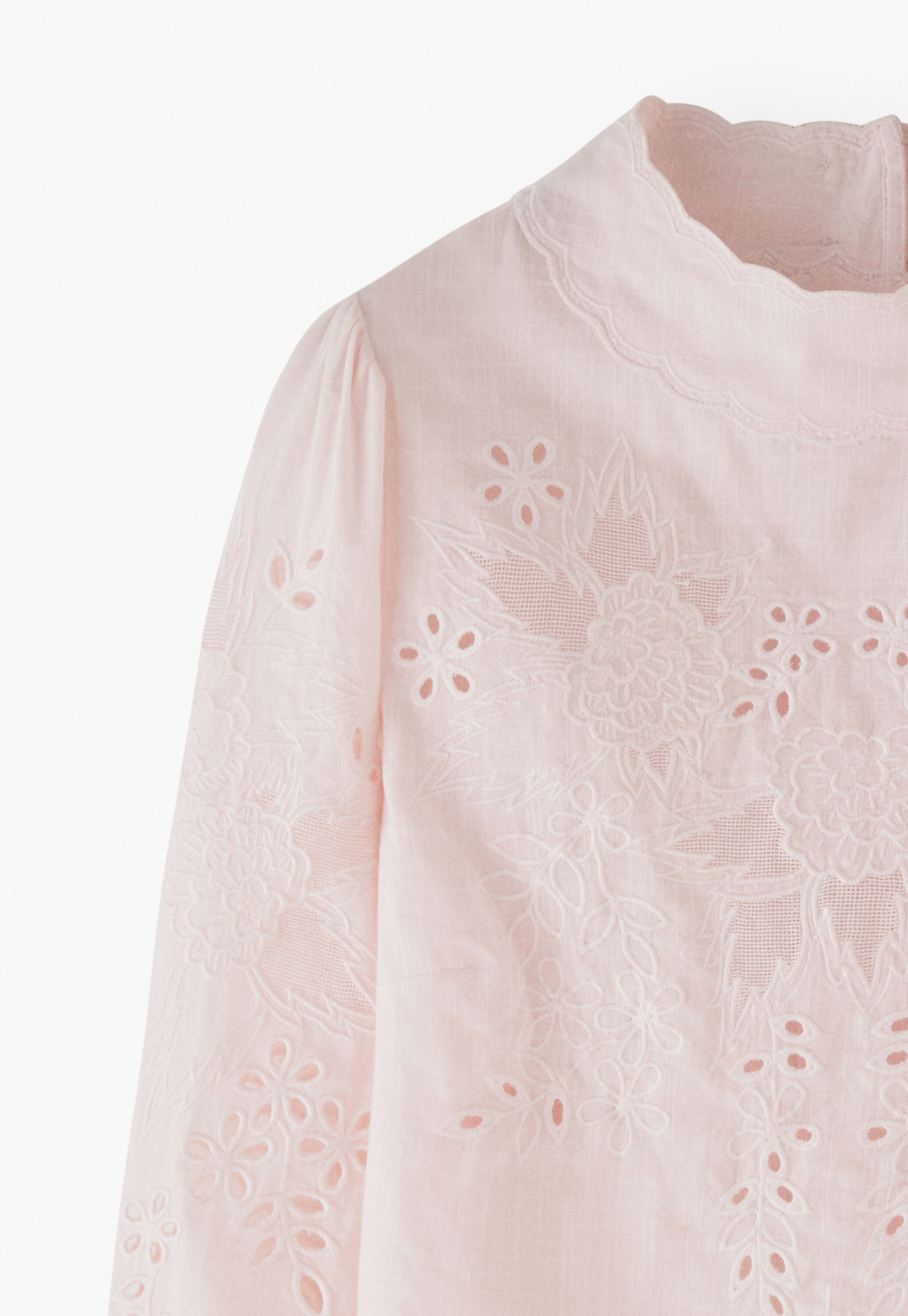 Embroidered blouse, Pastel pink, large