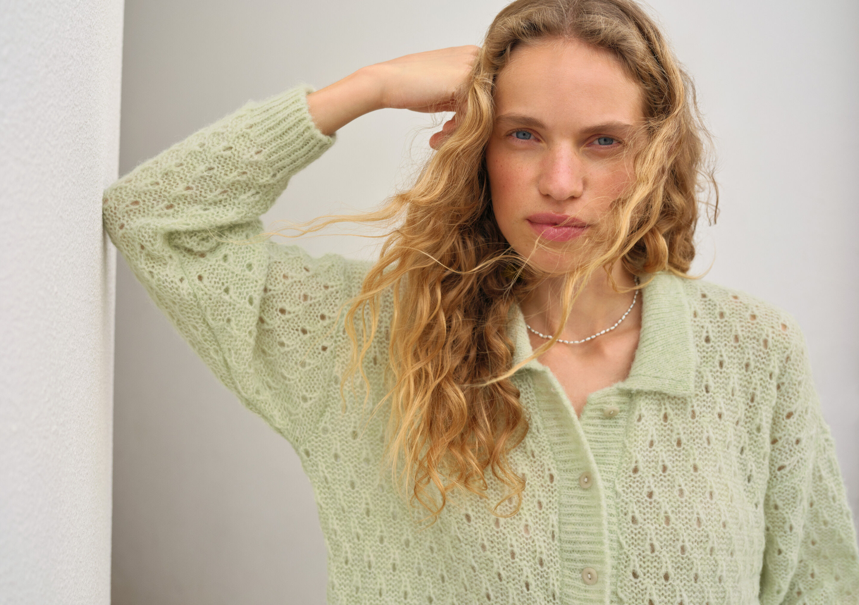 Lace-stitch cardigan