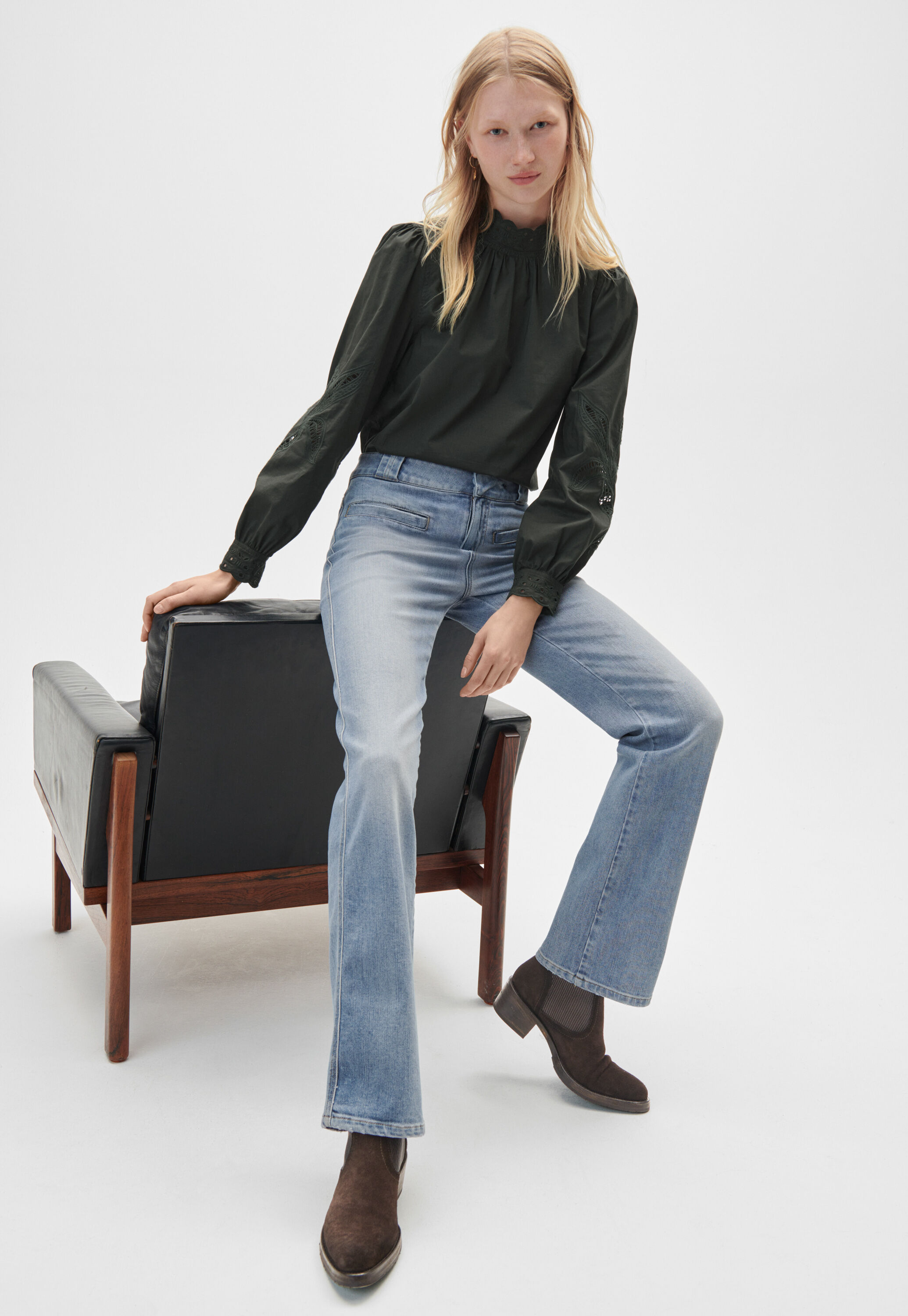 Button-back blouse