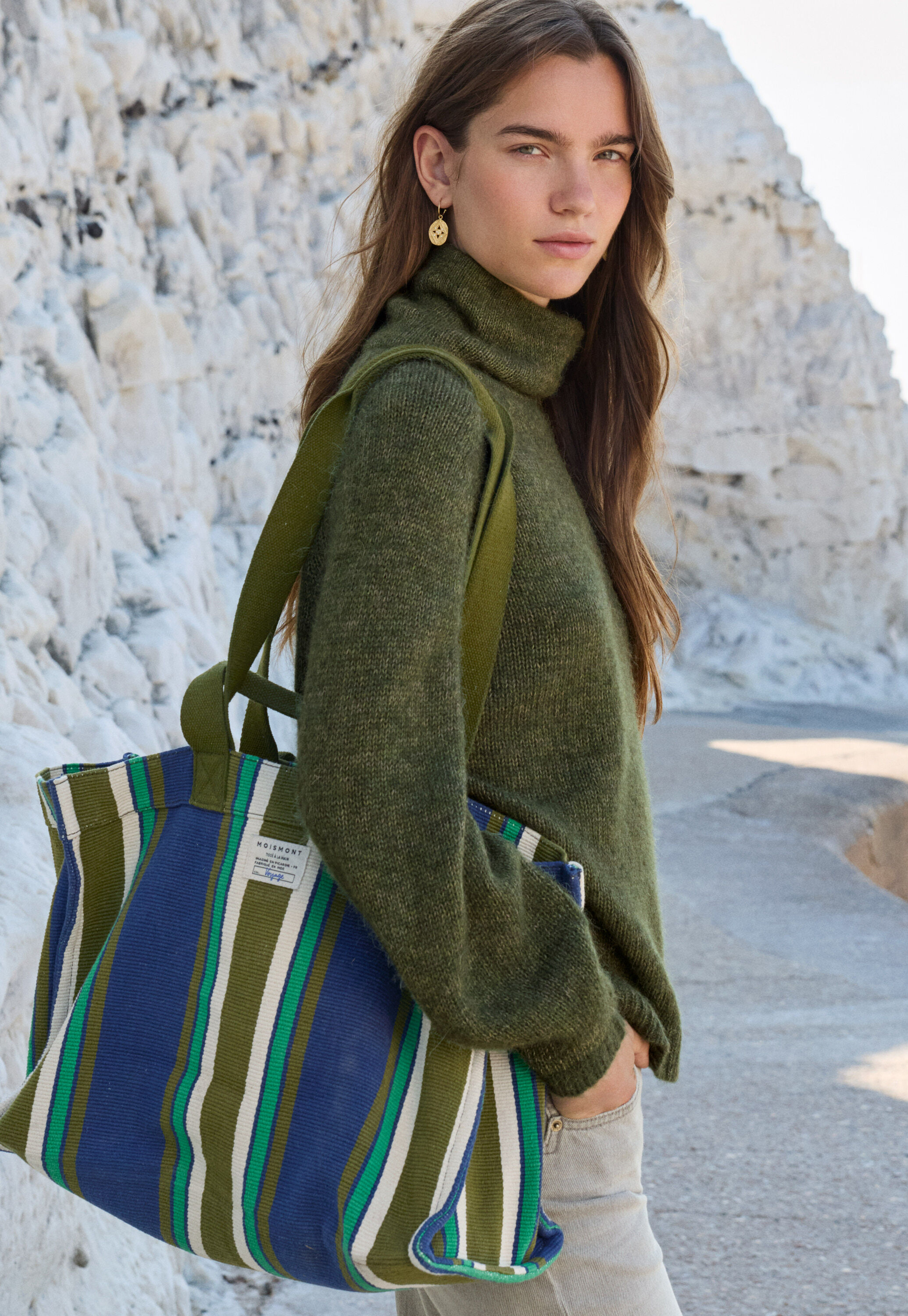 Large striped bag
