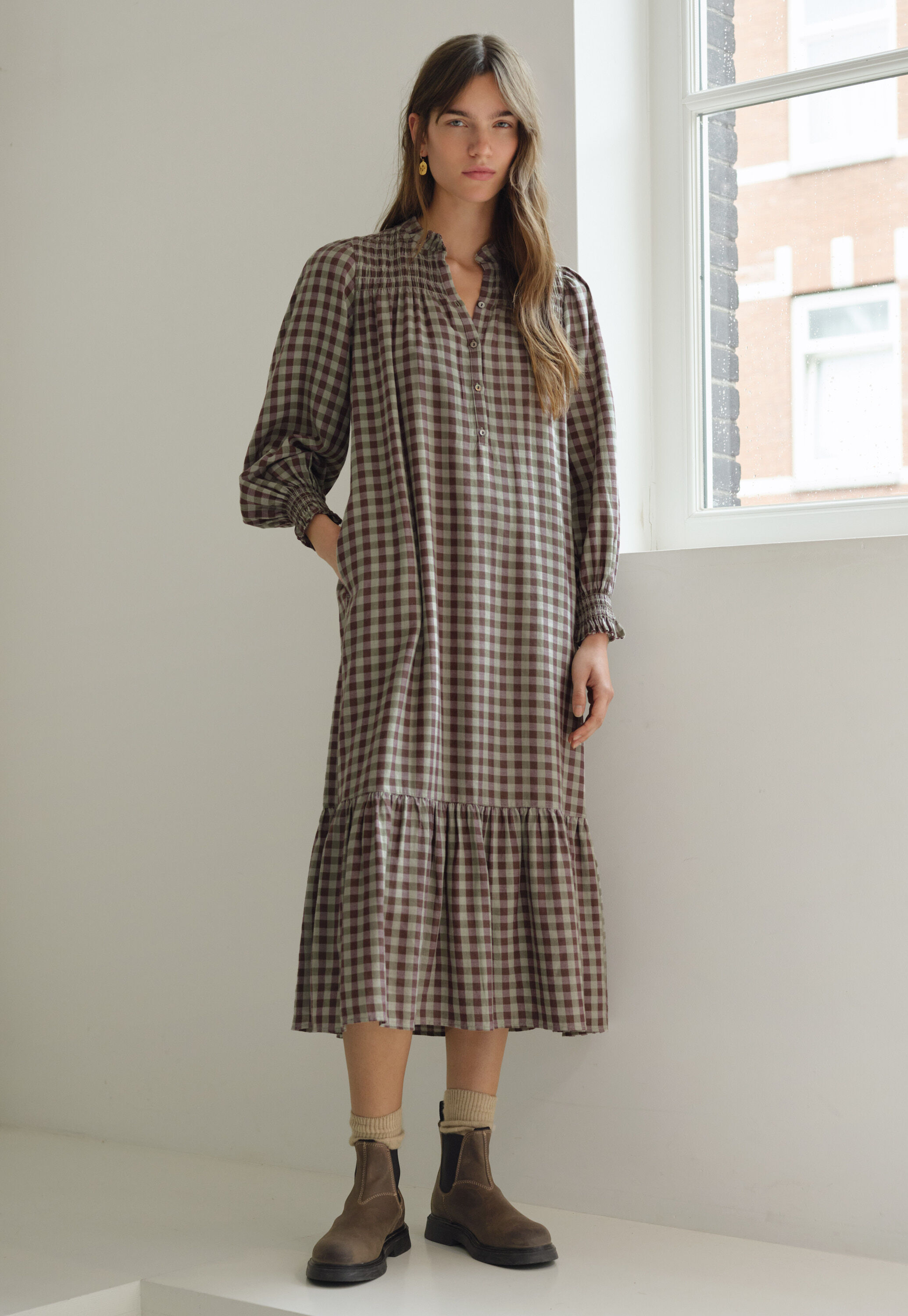 Smocked check dress