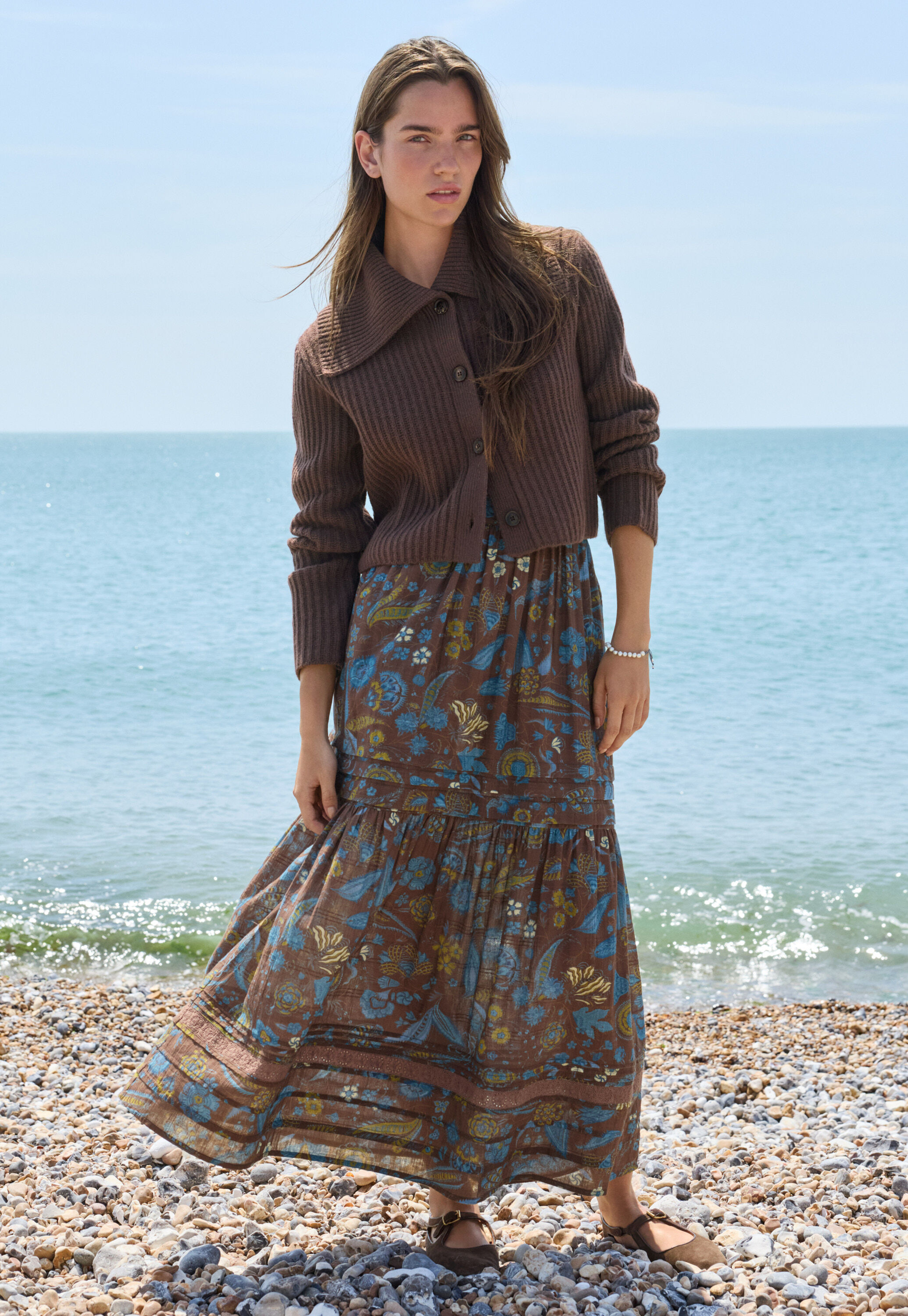 Tiered printed skirt