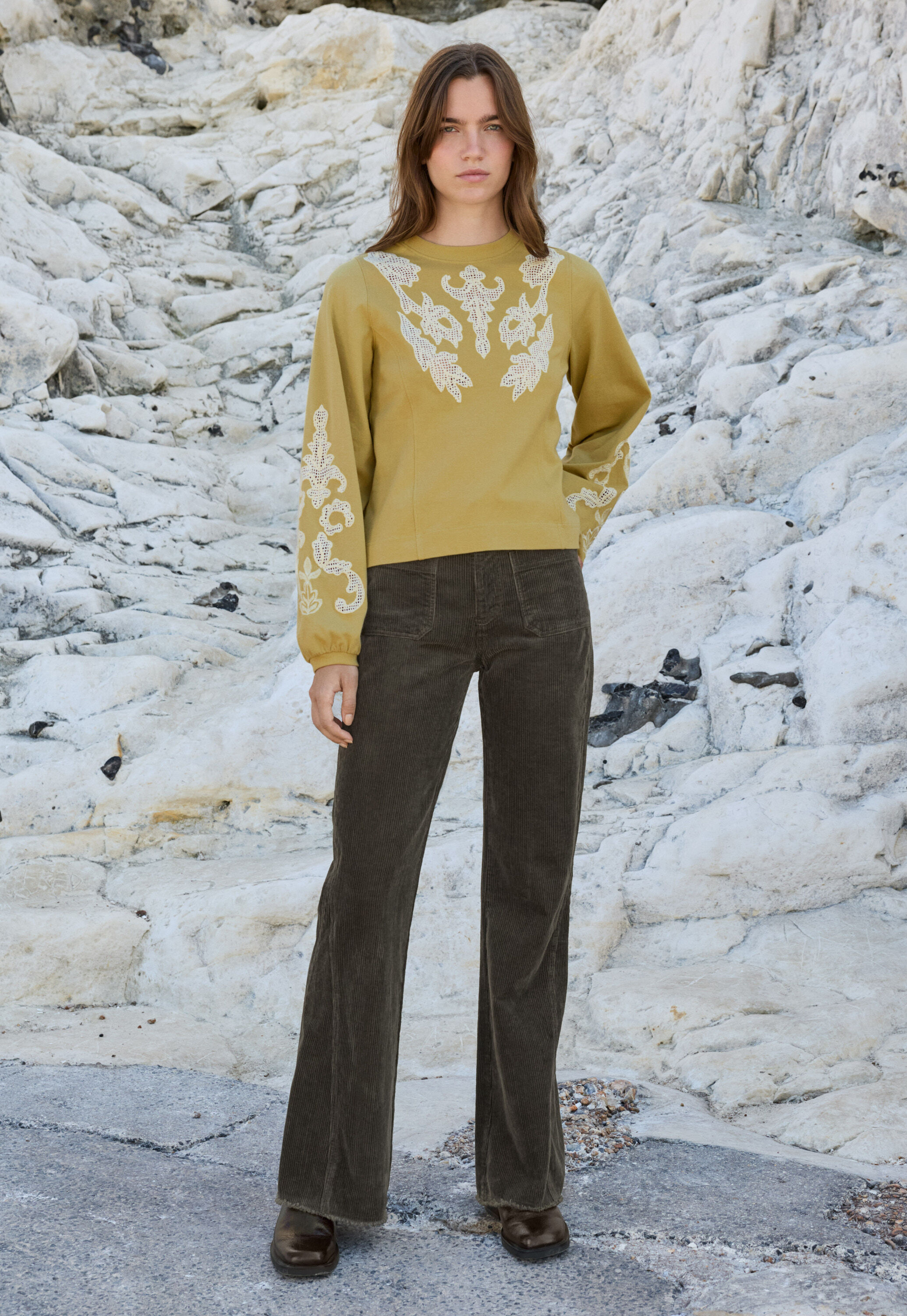 Lace sweatshirt, Lime, large