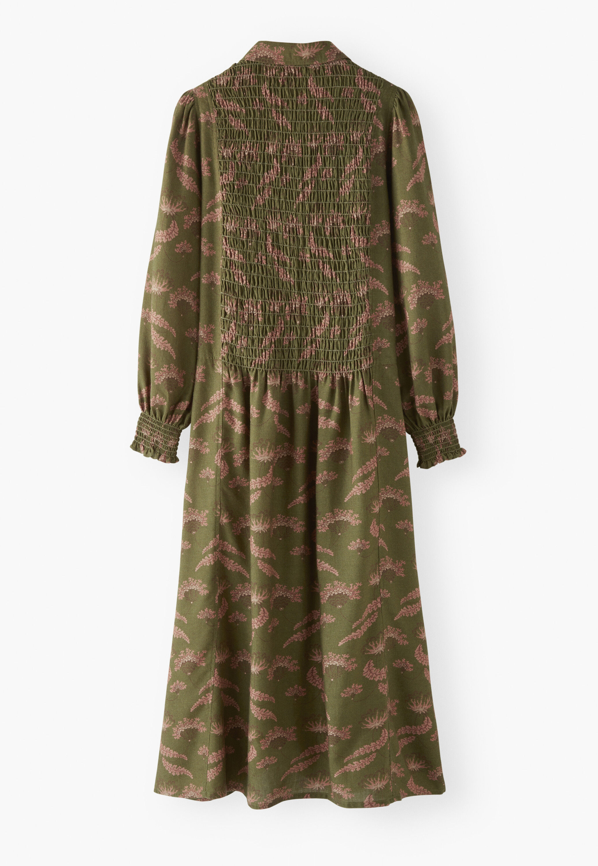 Printed dress, Warm olive, large