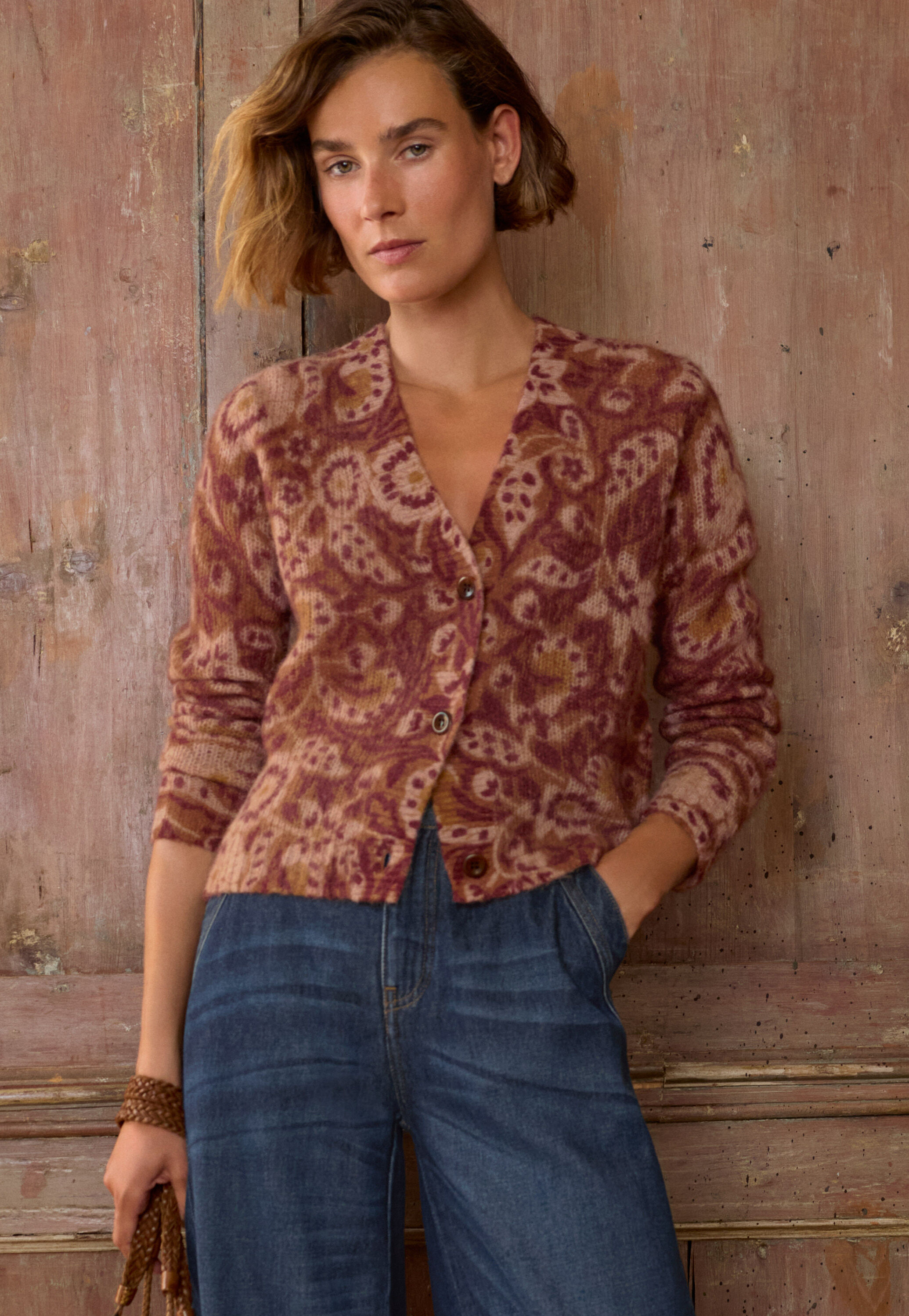 Printed cardigan