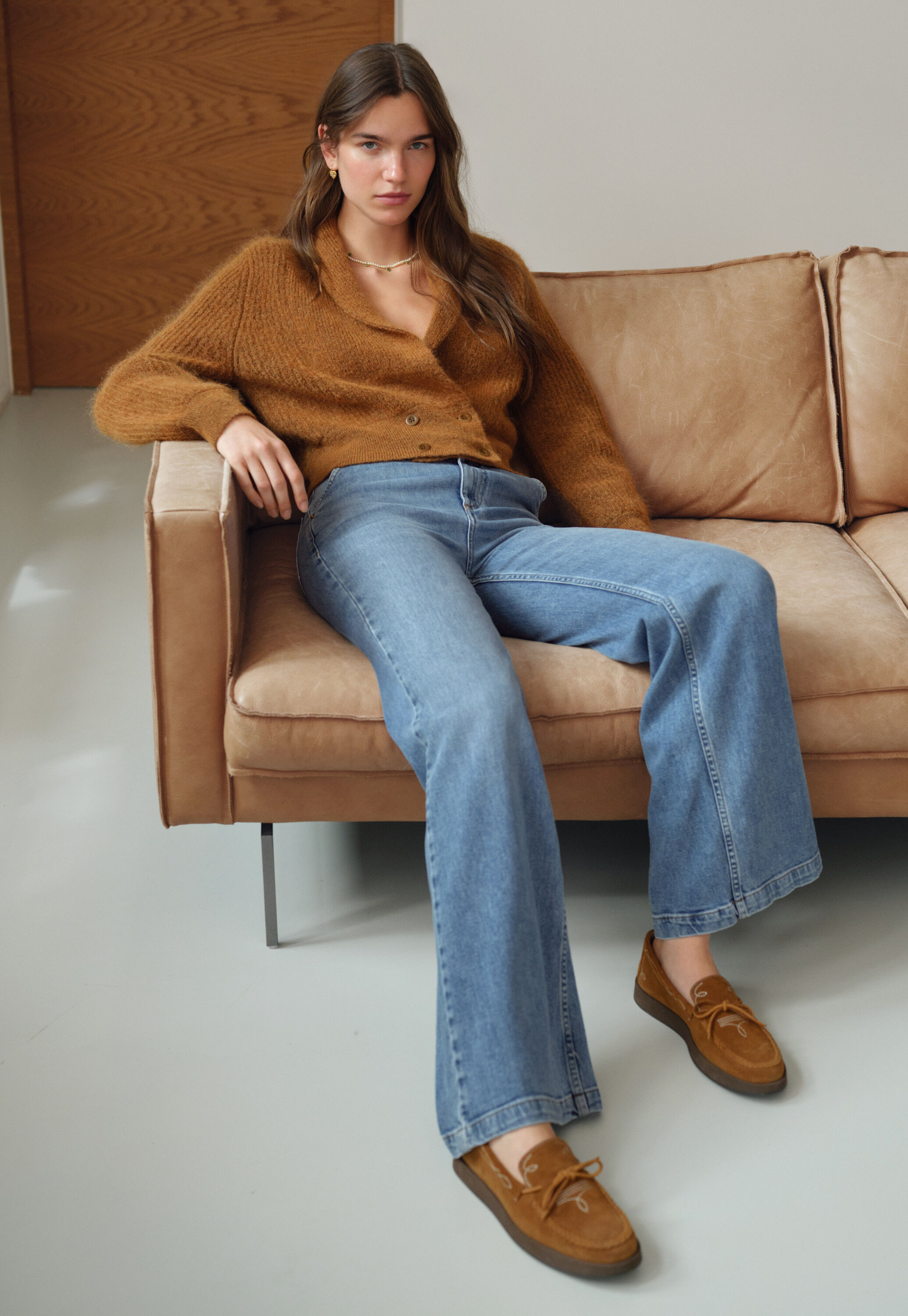 Wide-leg cord trousers