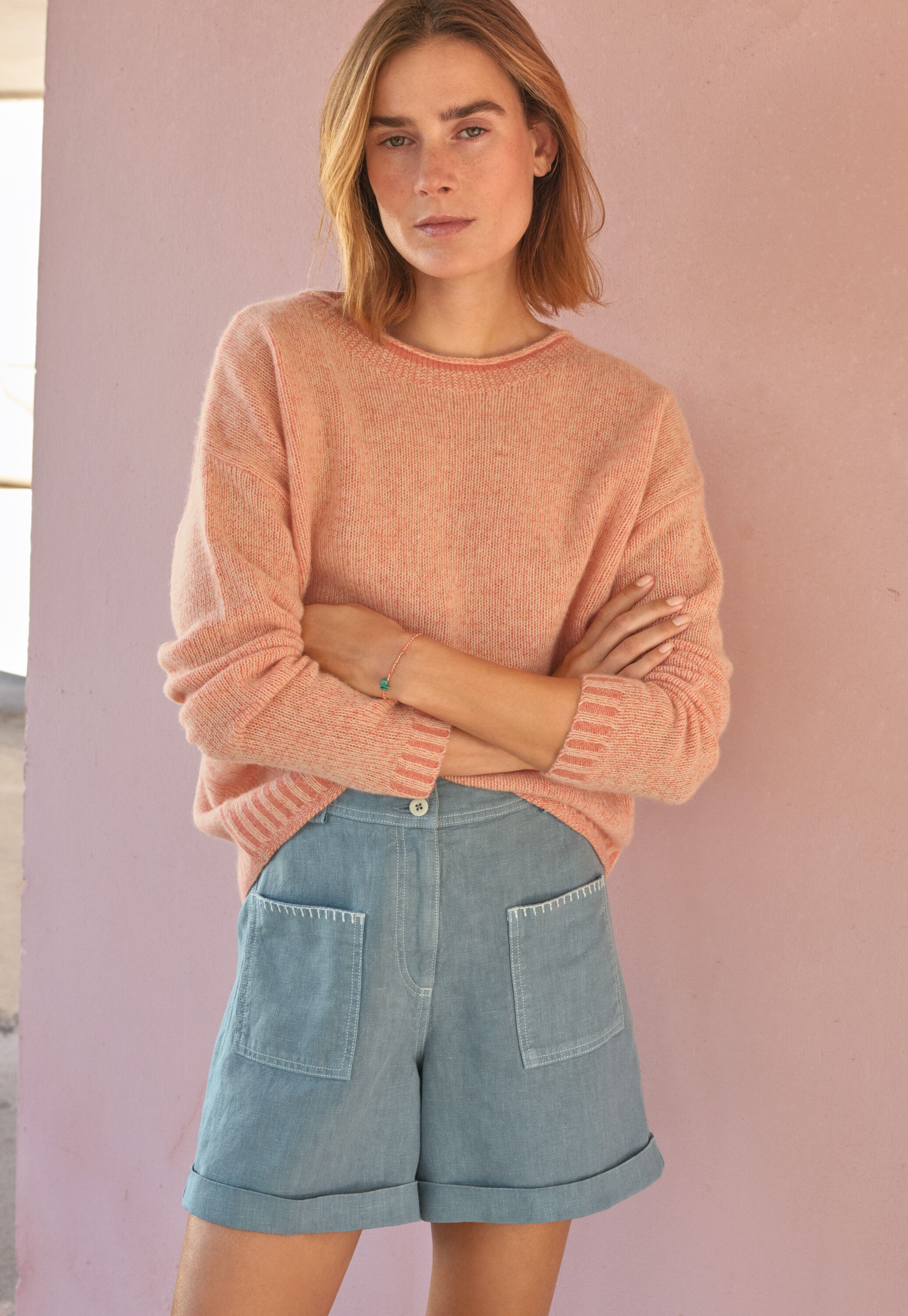 Lace-stitch sweater