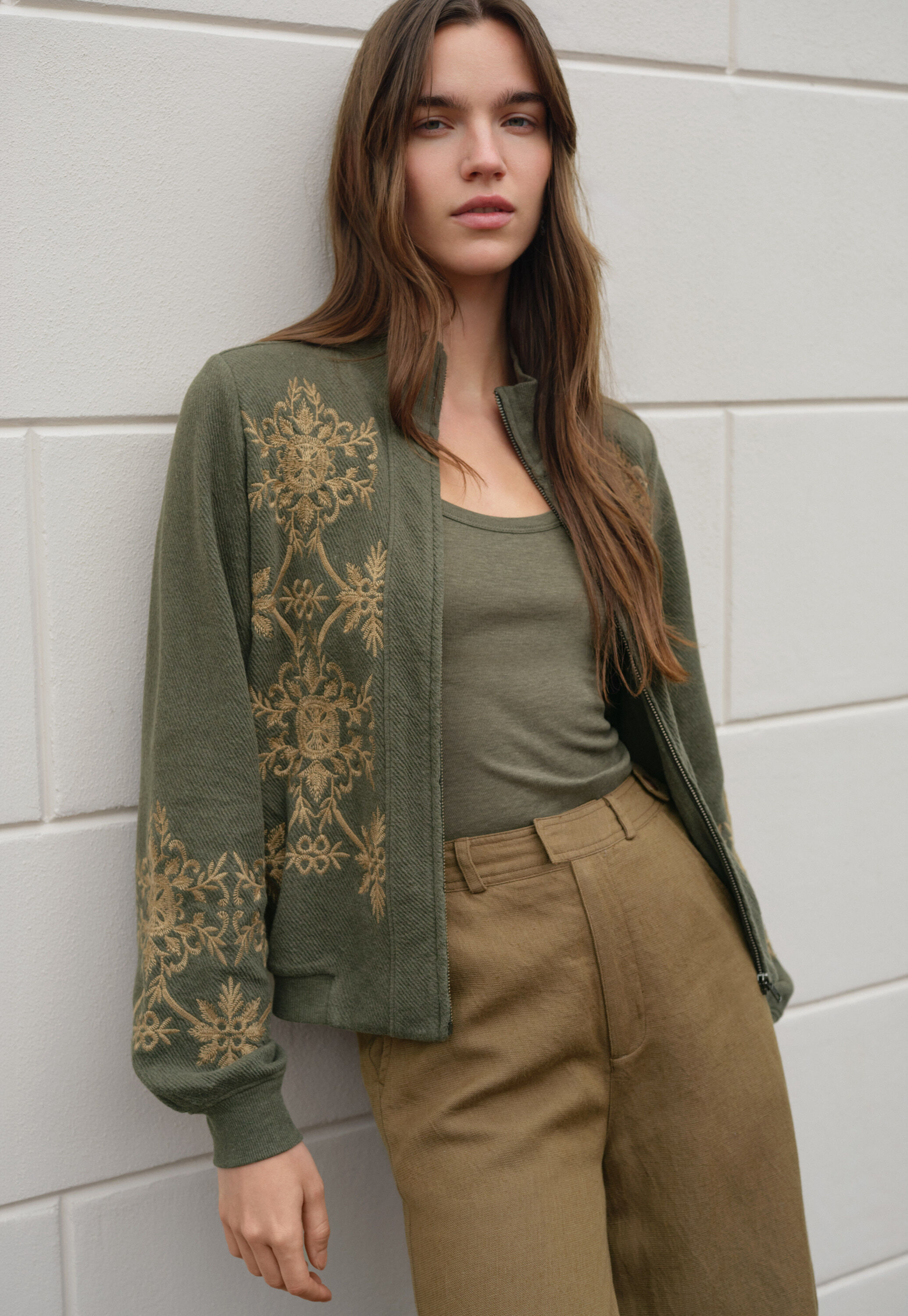Quilted embroidered jacket