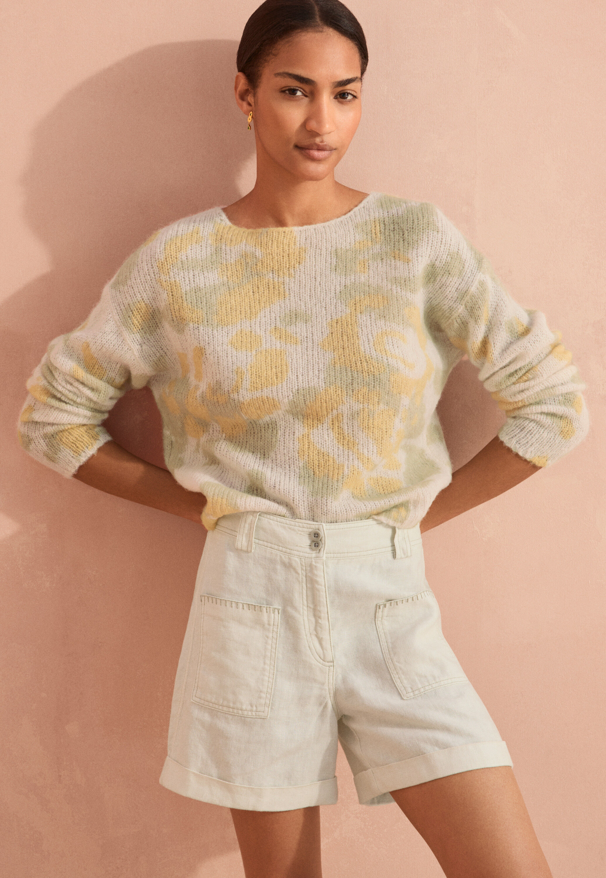 Lace-stitch sweater
