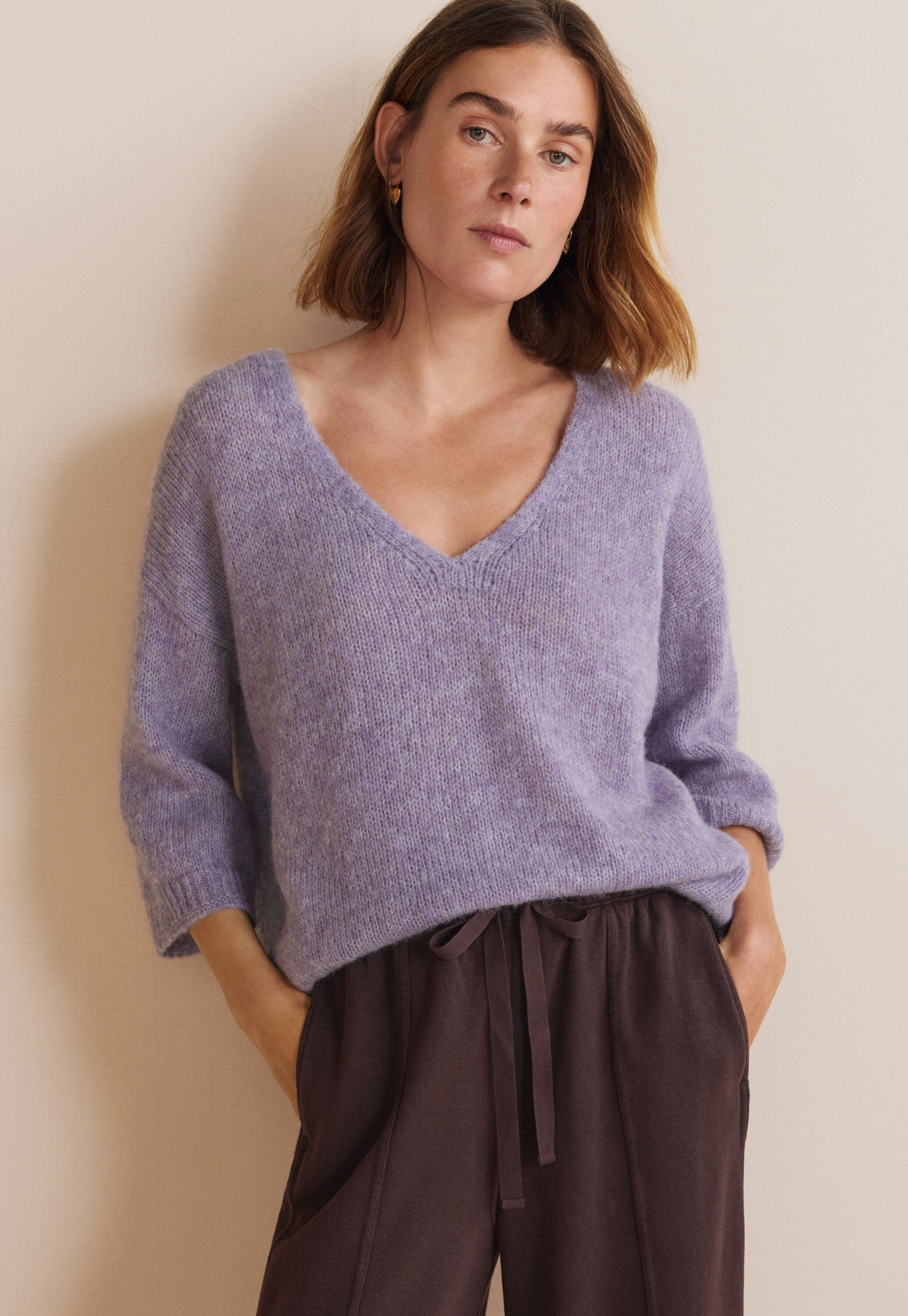 Lace-stitch sweater