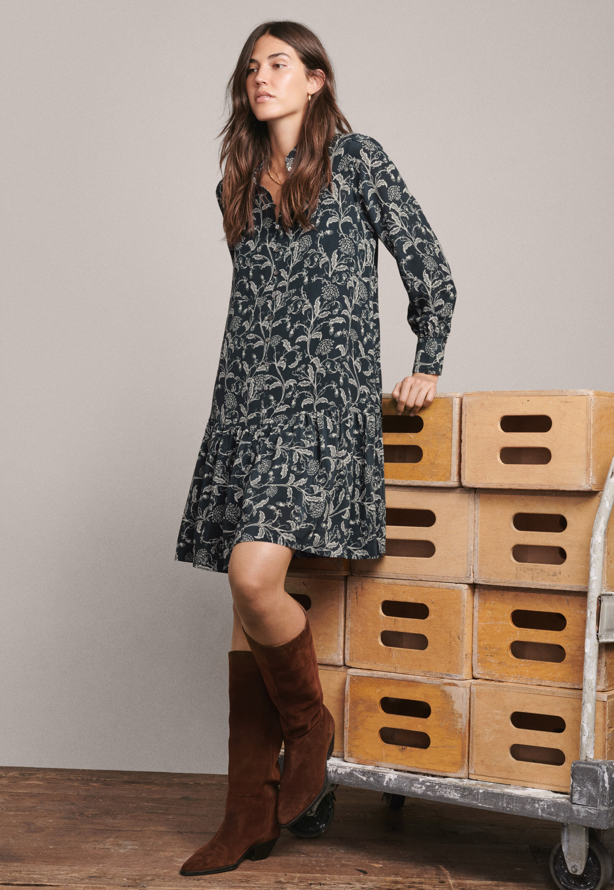 Printed tiered dress