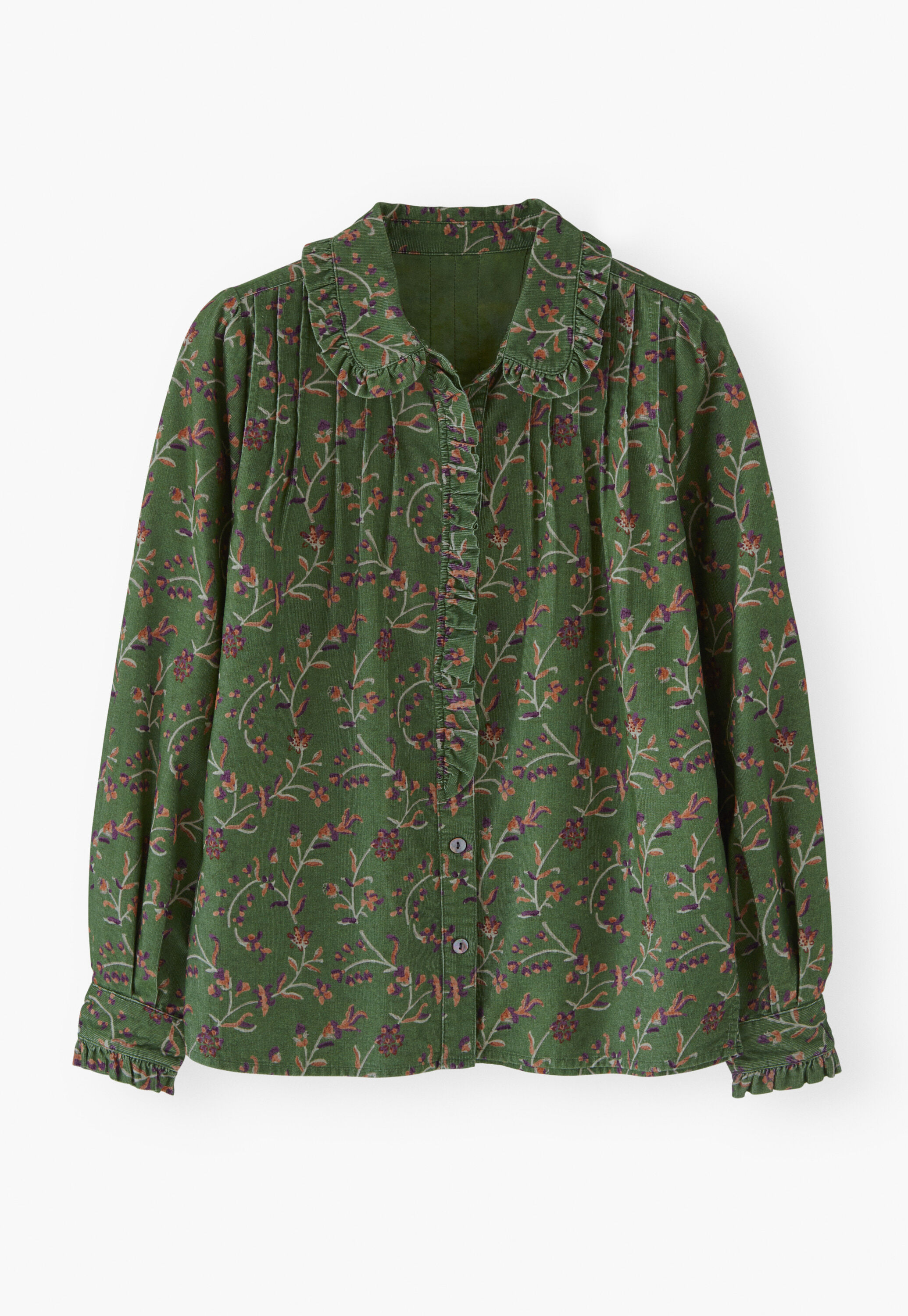 Printed pleated cord blouse