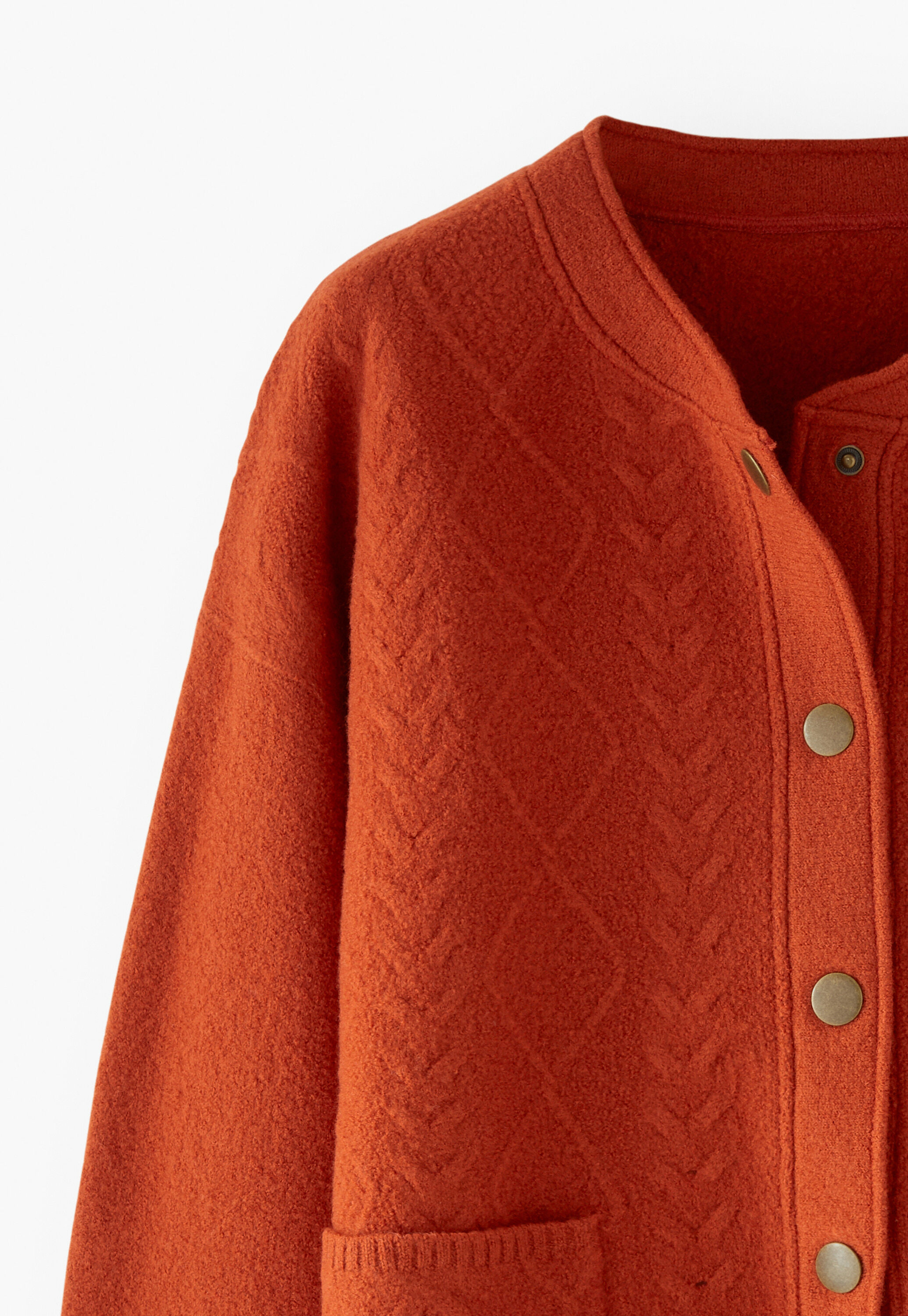 Cable-stitch bomber jacket, Red copper, large