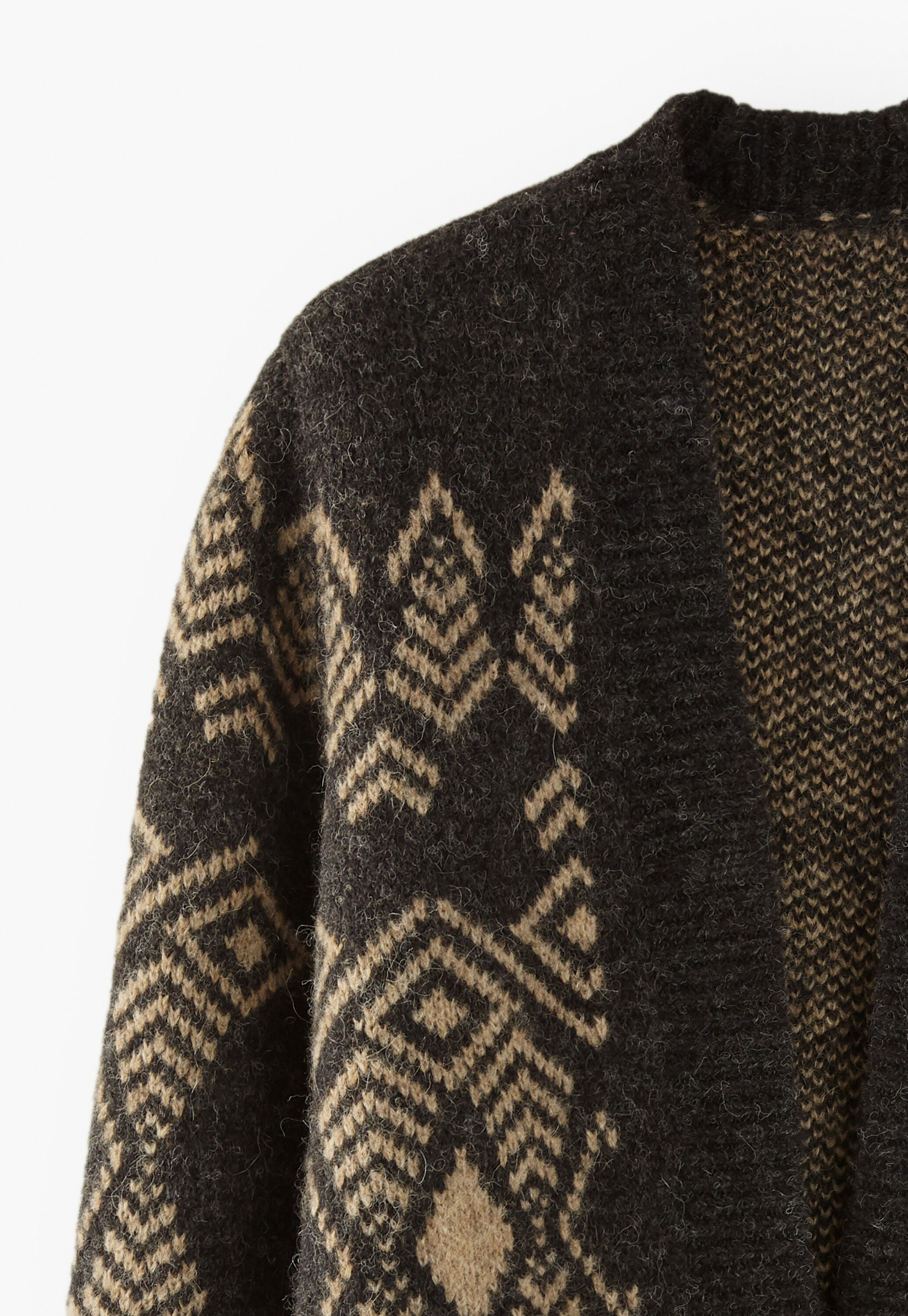 Long jacquard cardigan, Charcoal sand, large