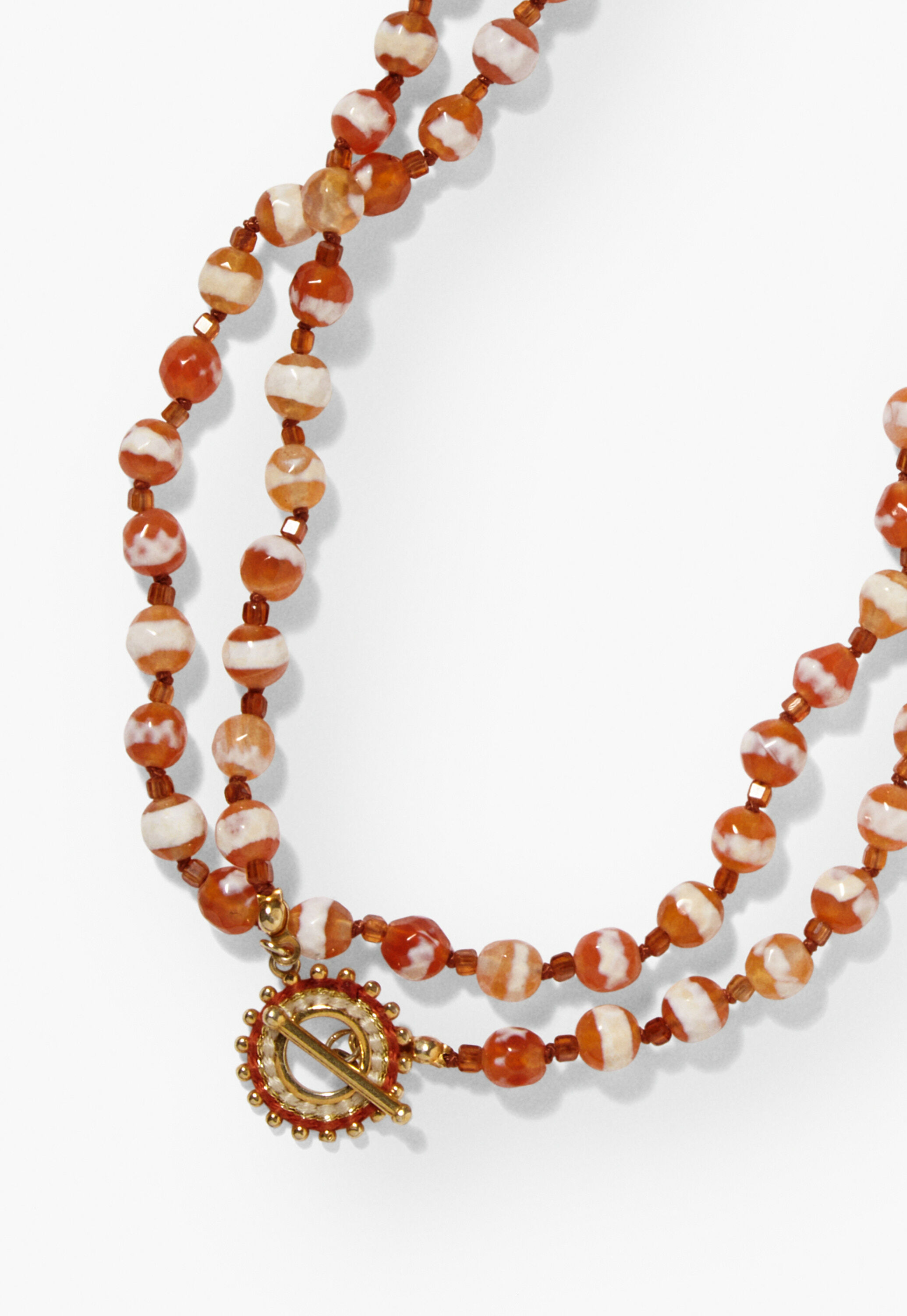 Multi loop beaded necklace, Apricot, large