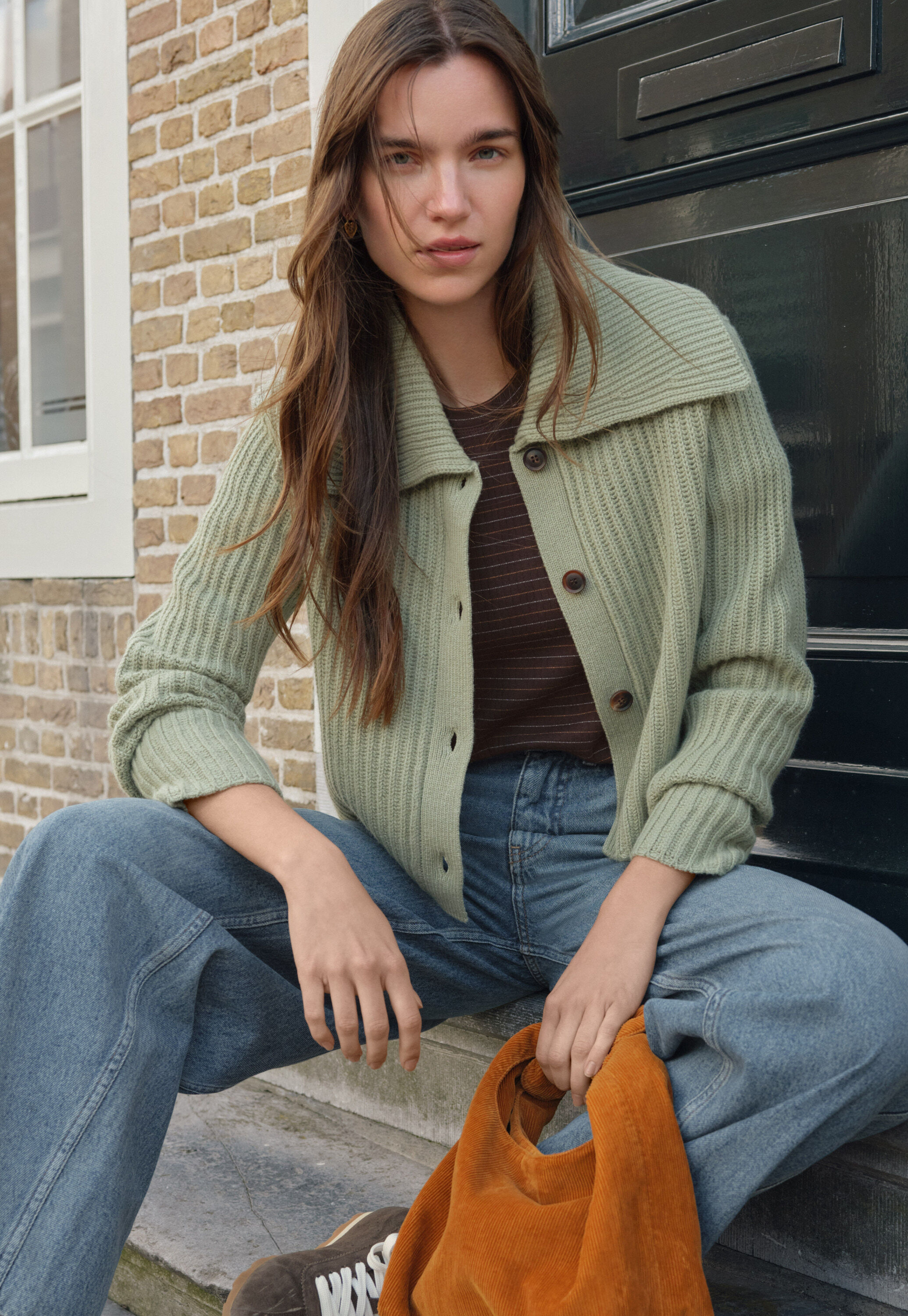 Waffle-stitch cardigan