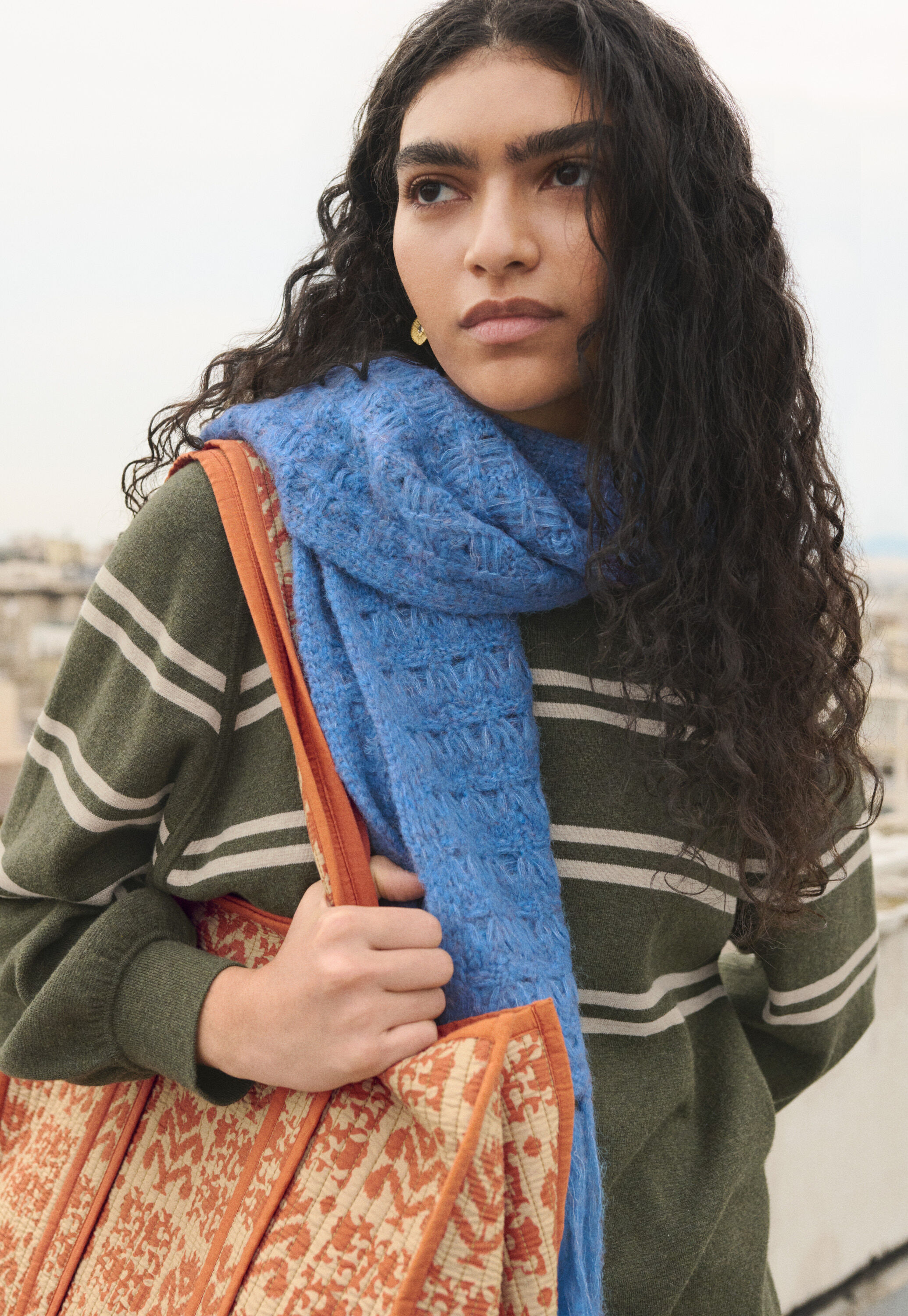 Crochet stitch scarf, Bluebell, large
