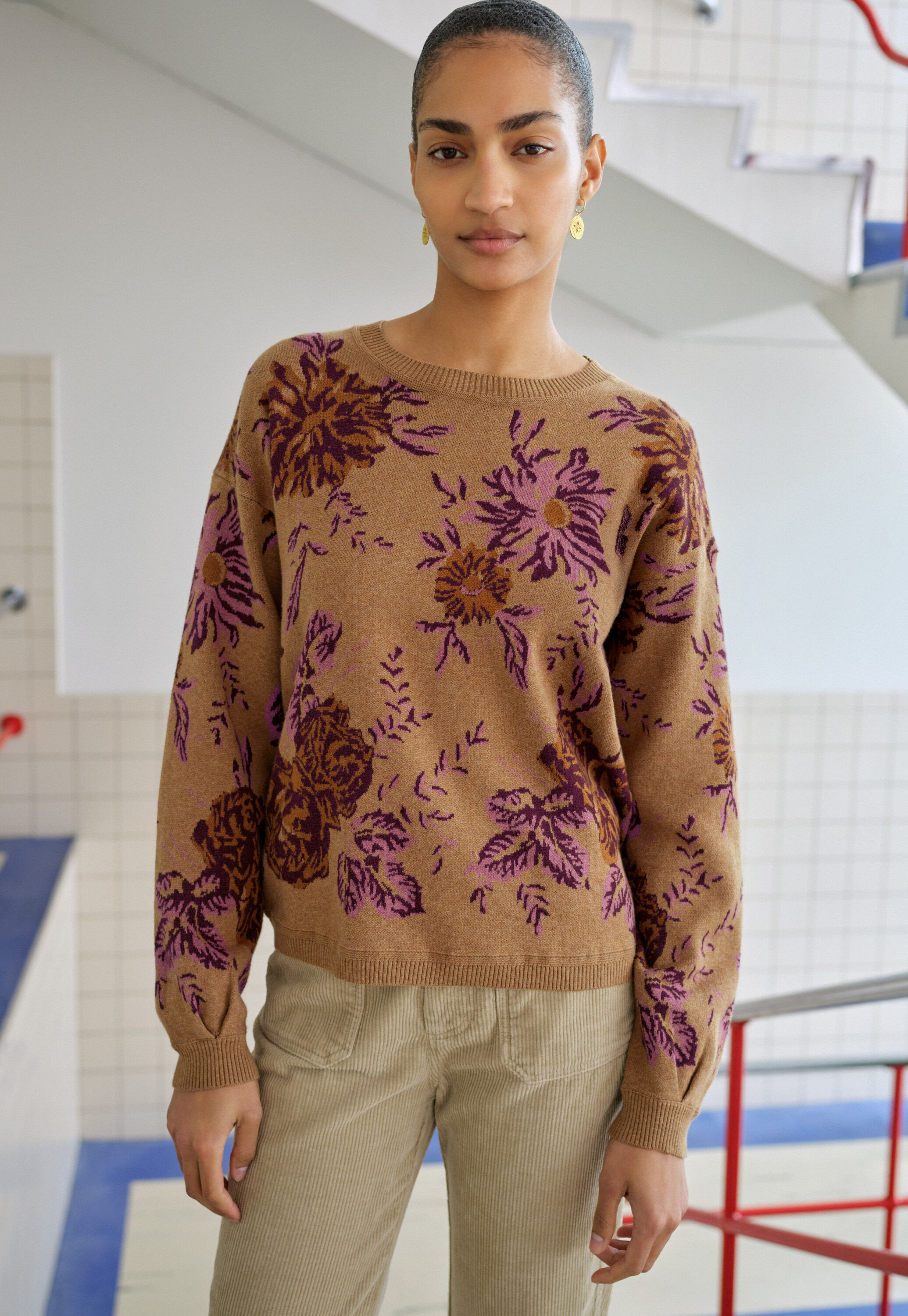 Lace-stitch sweater