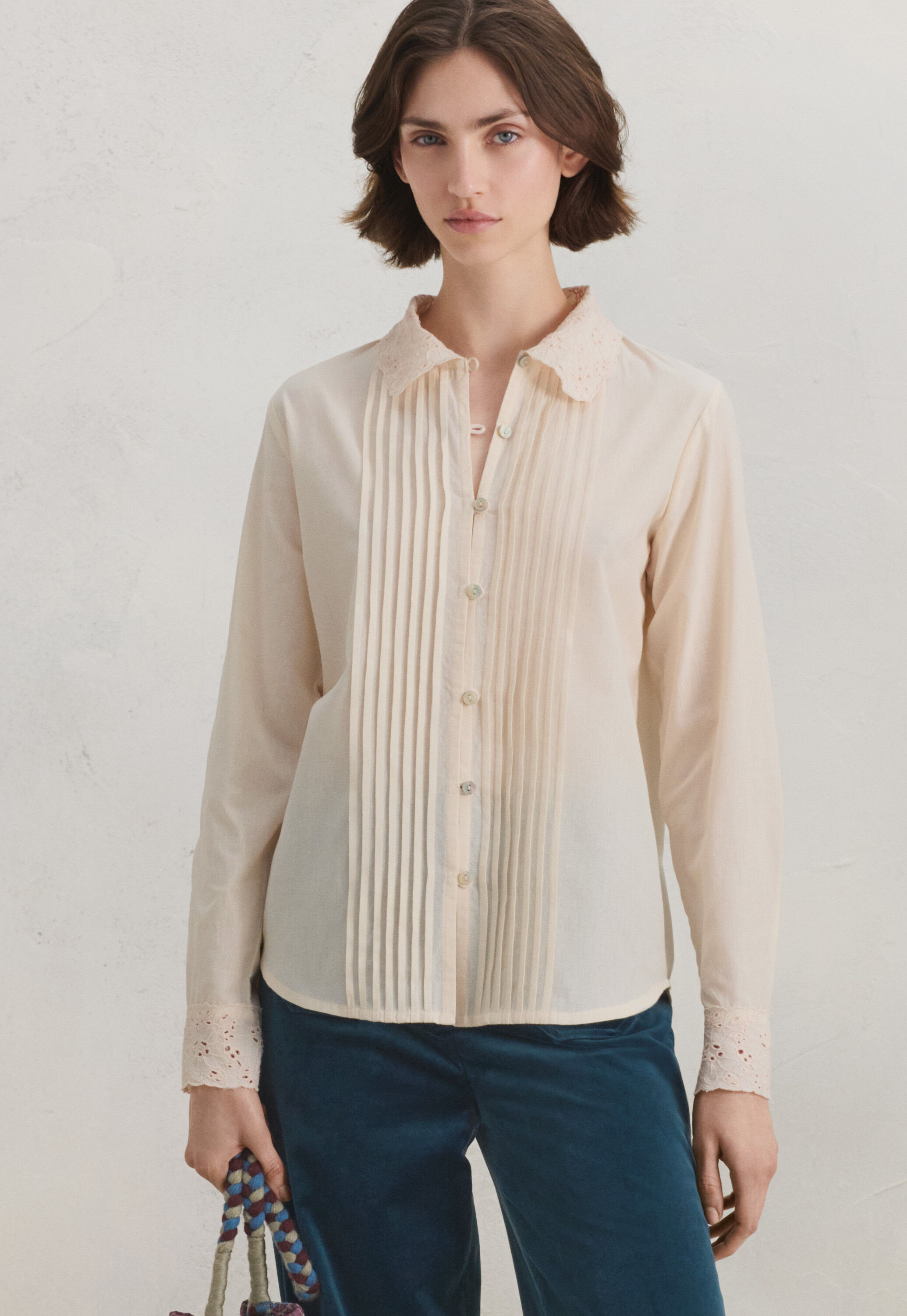 Lace-stitch sweater