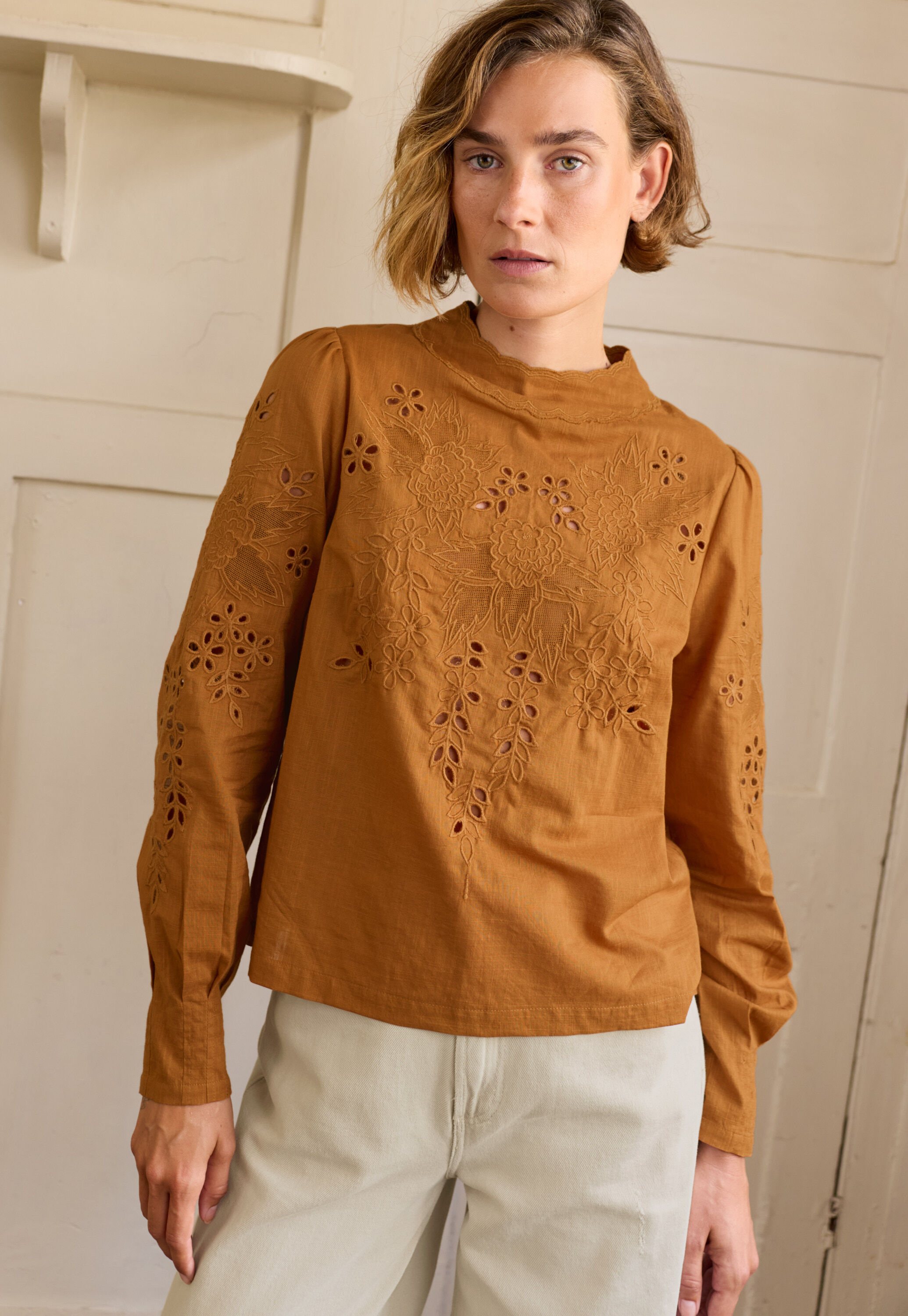 Embroidered blouse, Ginger, large