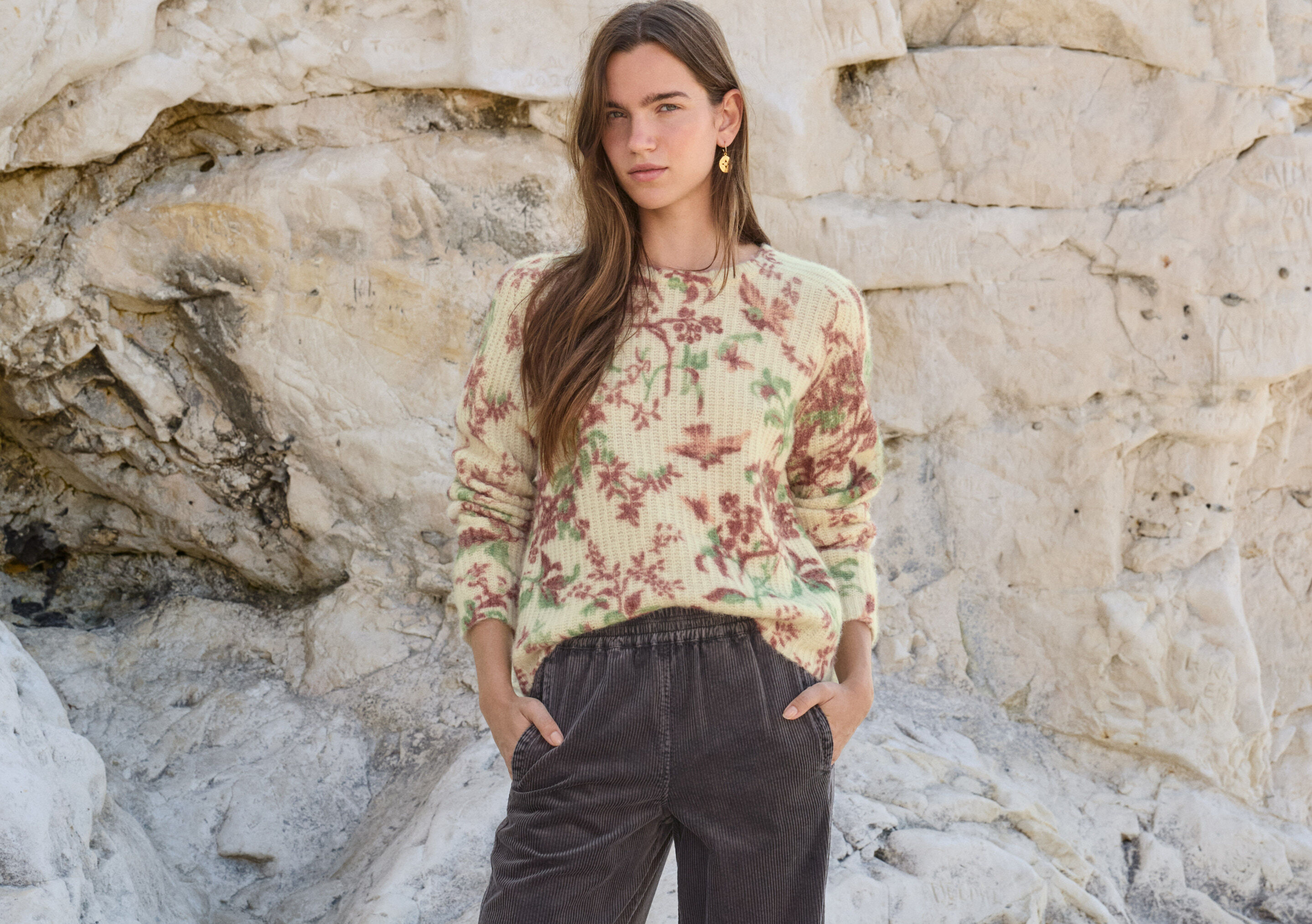 Printed rib-stitch sweater