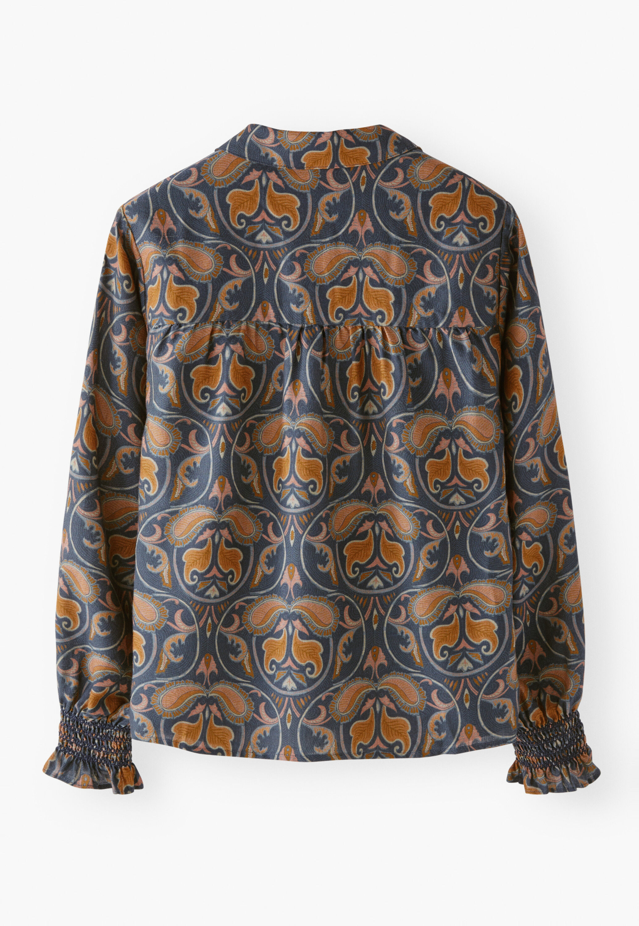 Printed blouse, Indigo copper, large