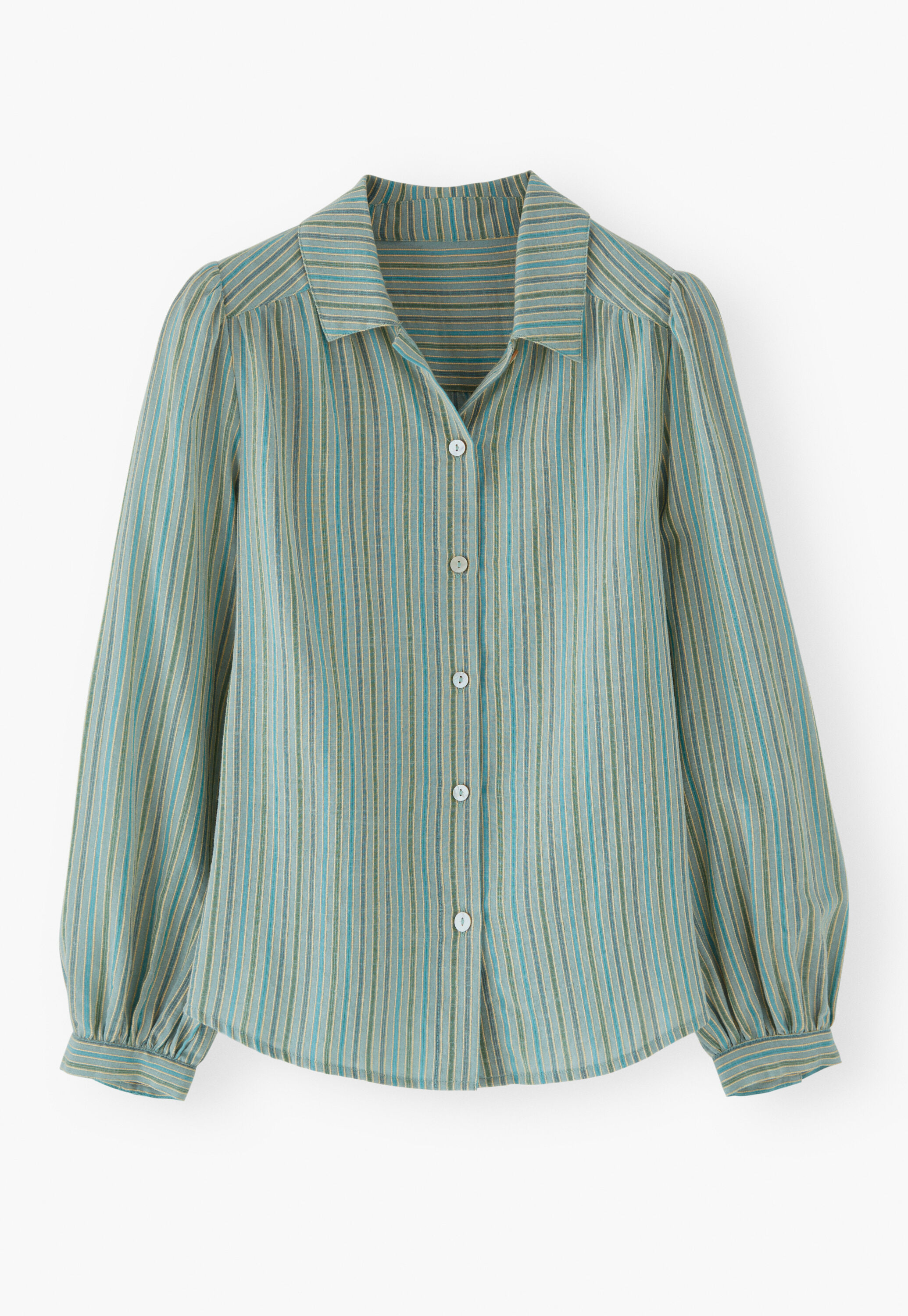 Striped blouse, Duck egg, large