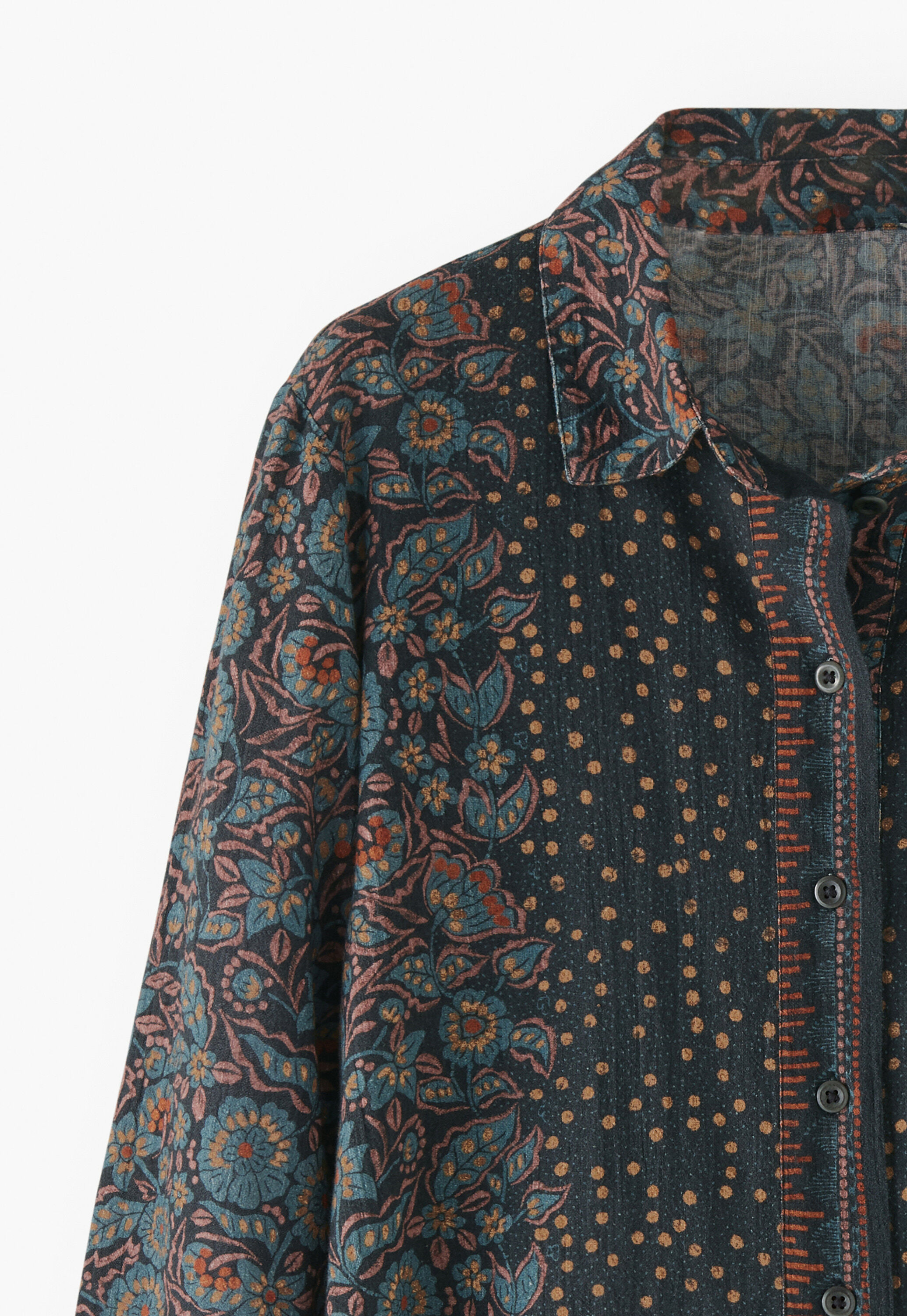 Printed blouse, Indigo coral, large