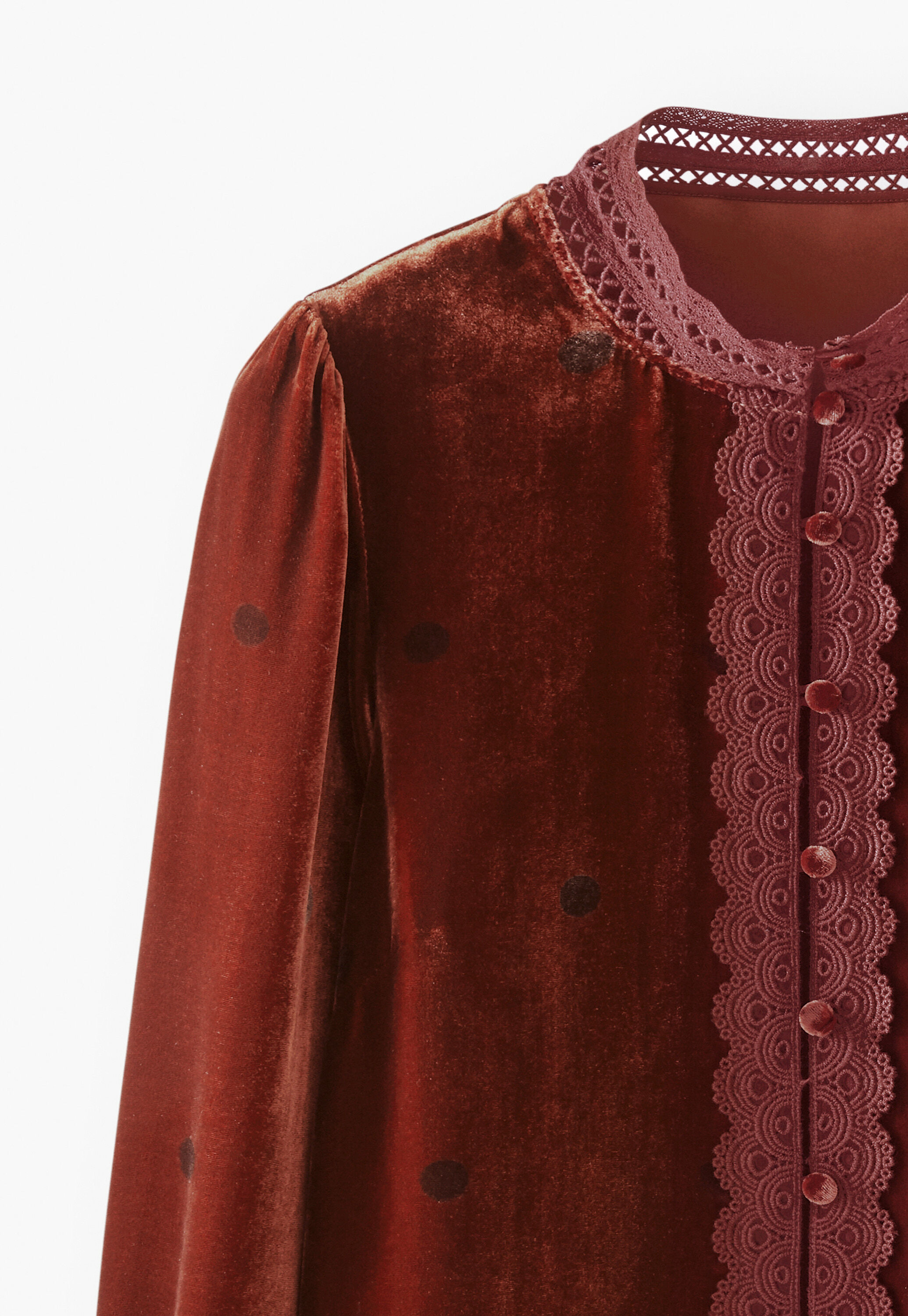 Velvet blouse, Flame red, large