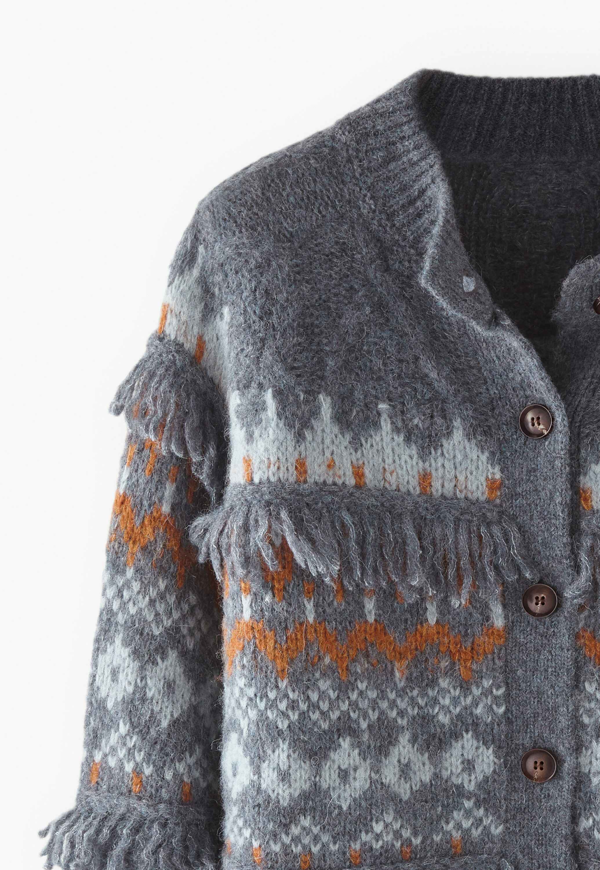 Cable-stitch cardigan, Blue slate copper, large