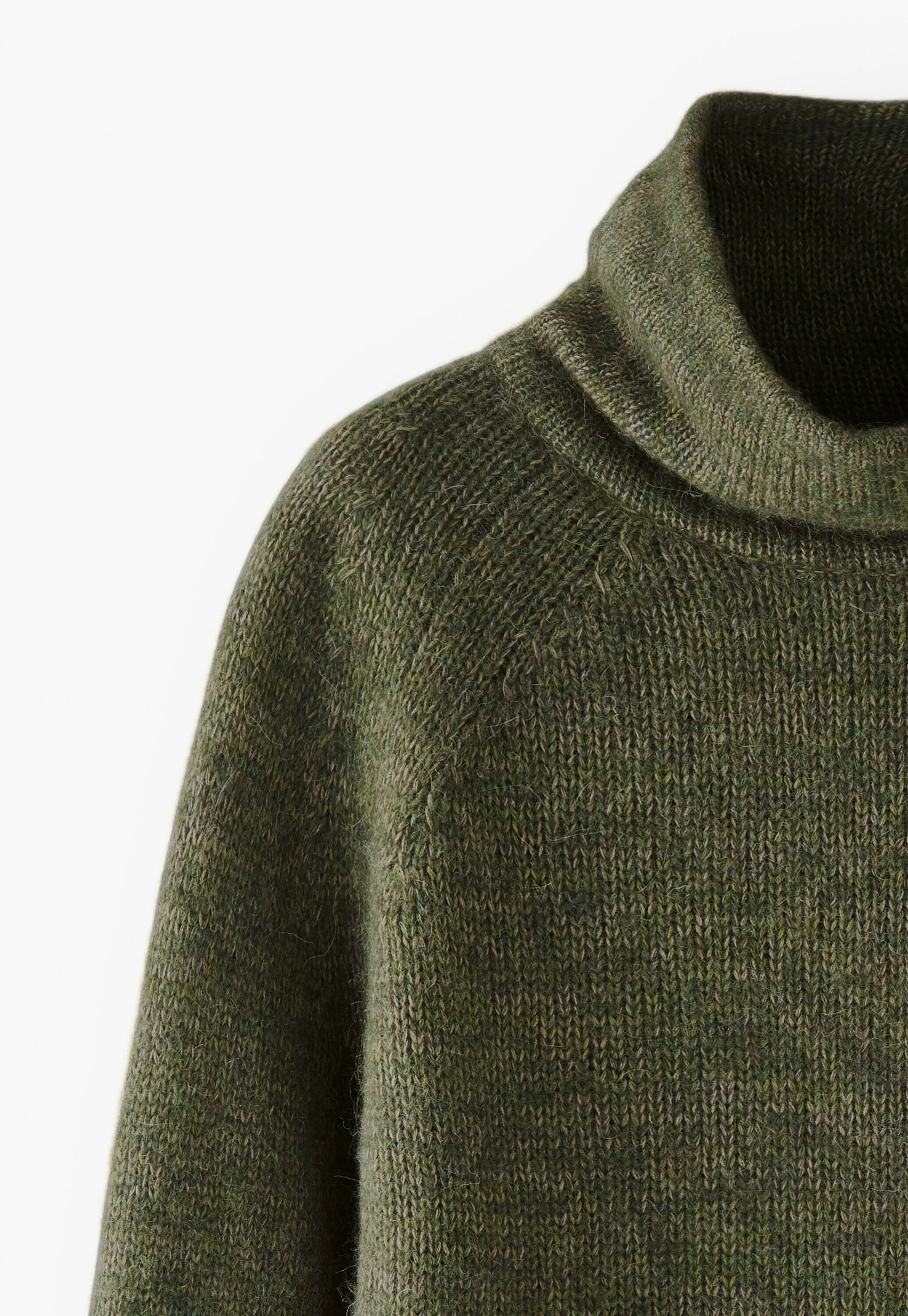 High-neck raglan sweater, Forest, large