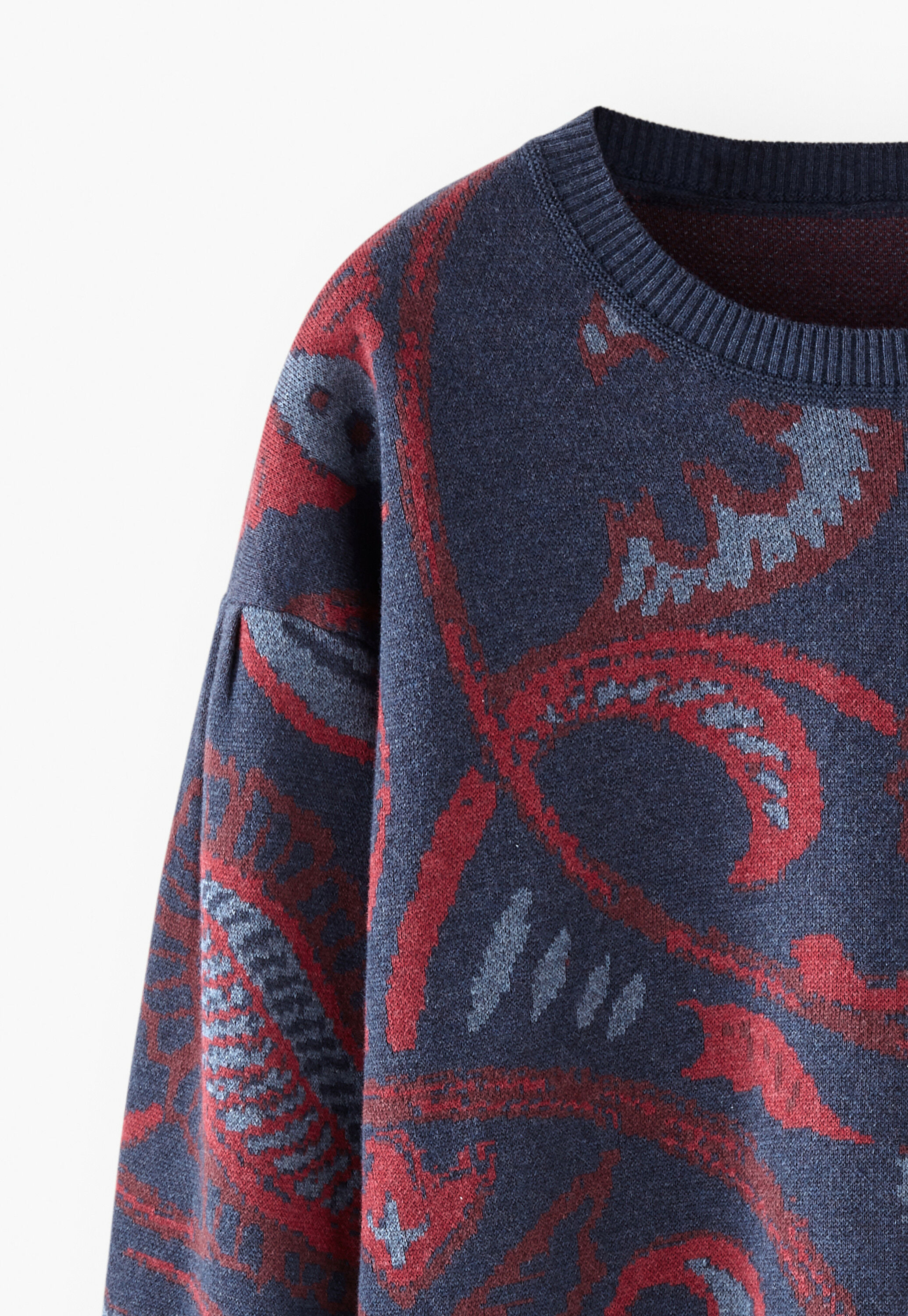 Jacquard sweater, Ink raspberry, large