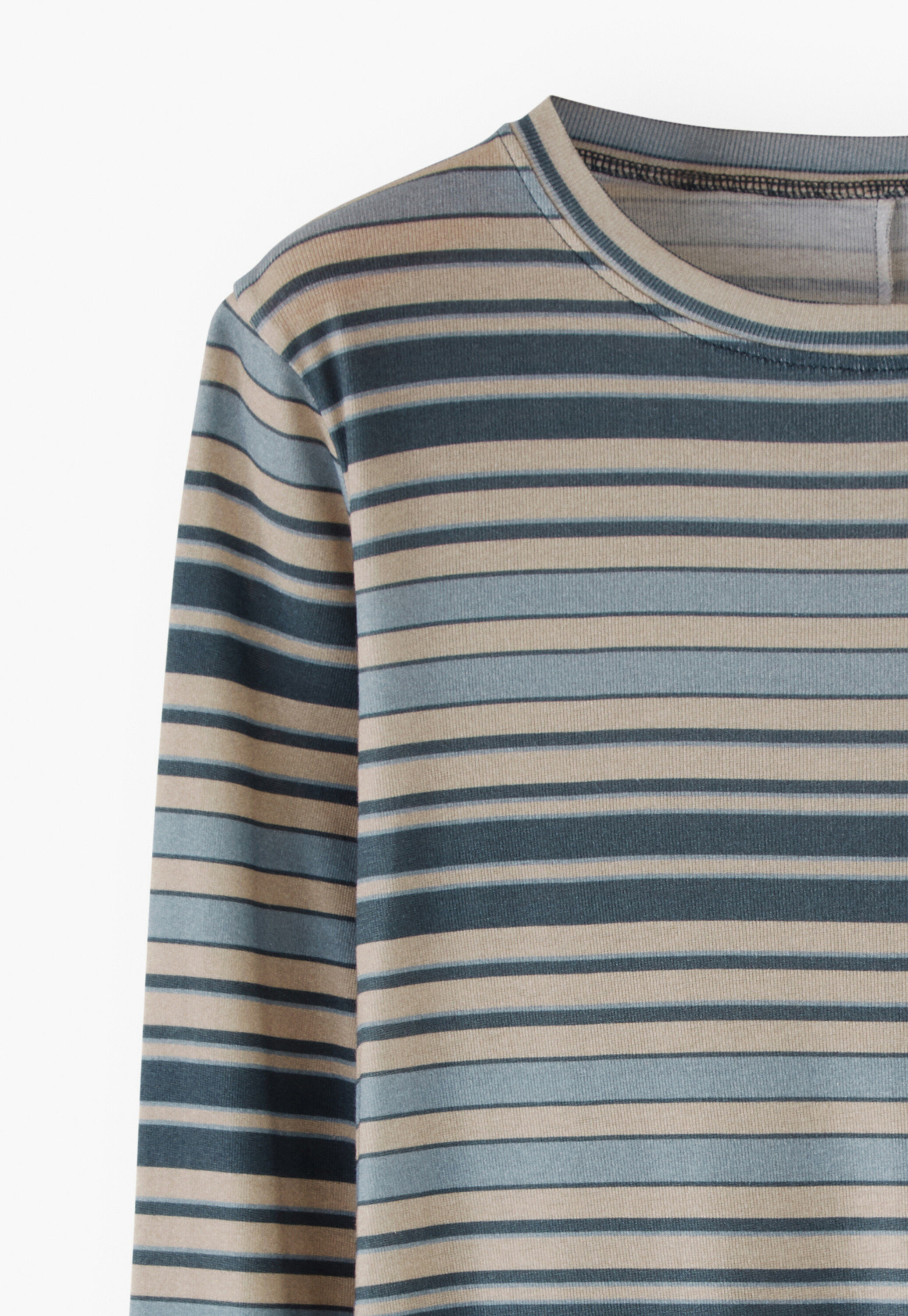 Striped jersey top, Blue stone, large