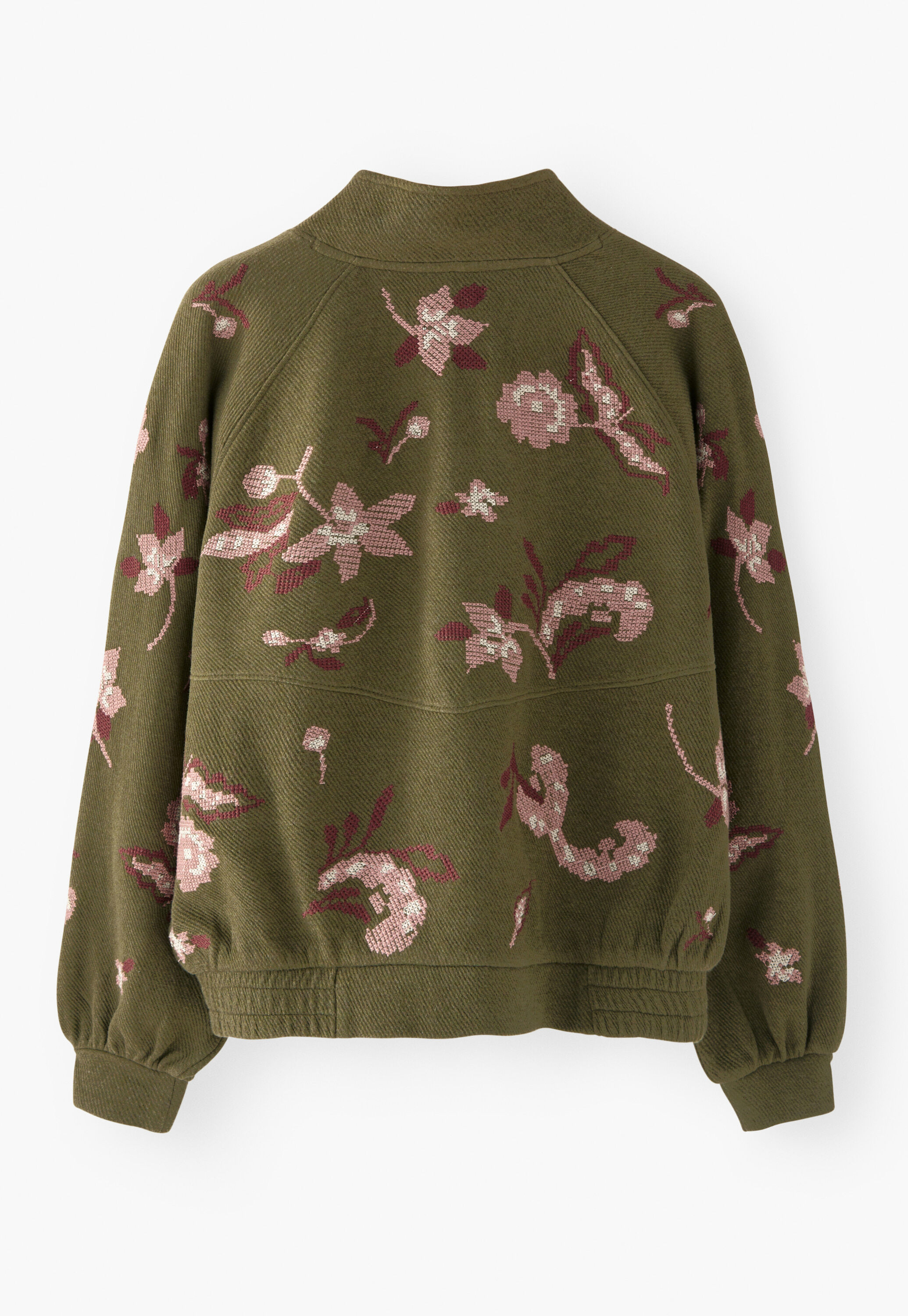 Embroidered sweatshirt, Warm olive, large
