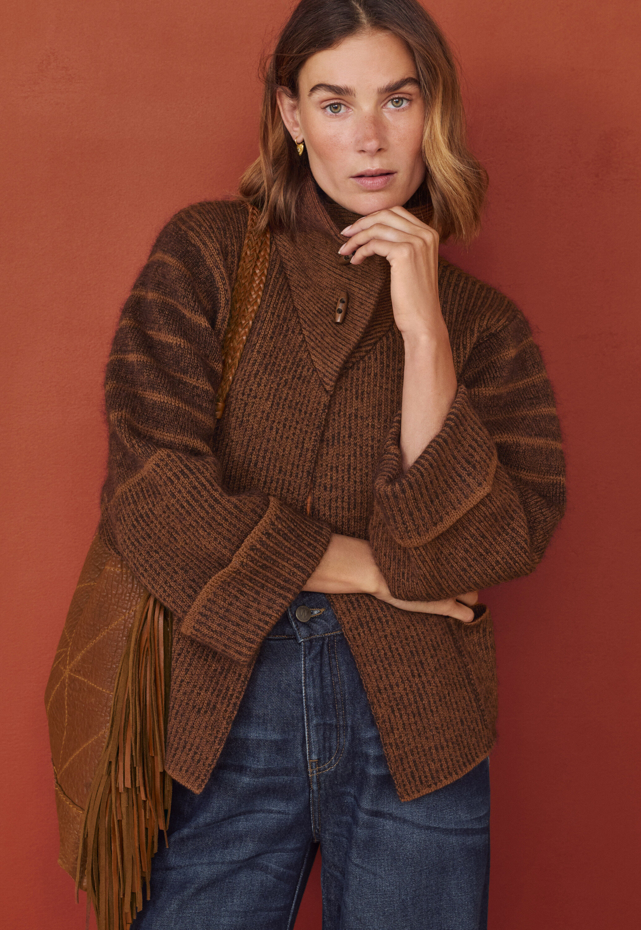 Knitted jacket, Espresso, large