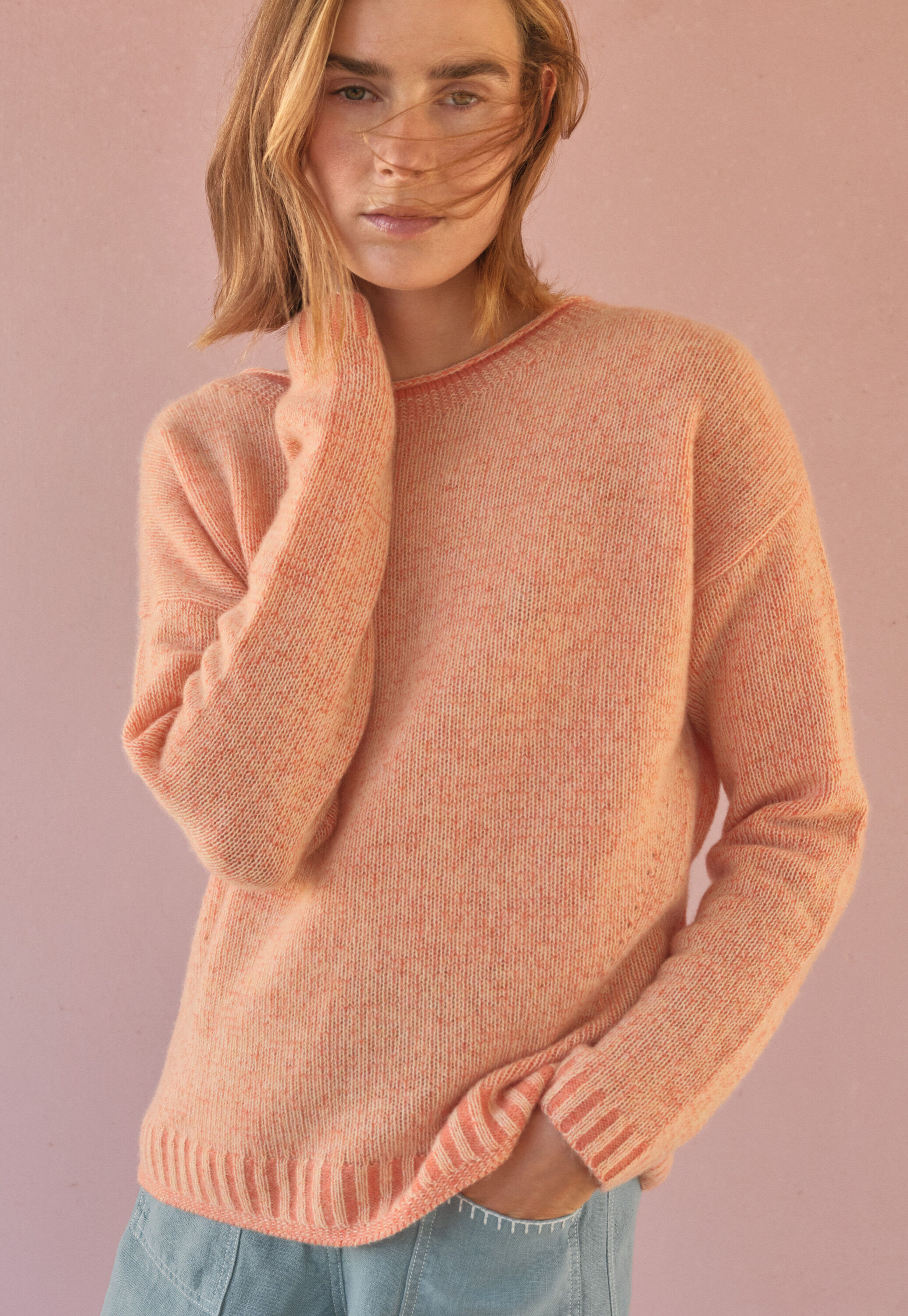 Lace-stitch sweater